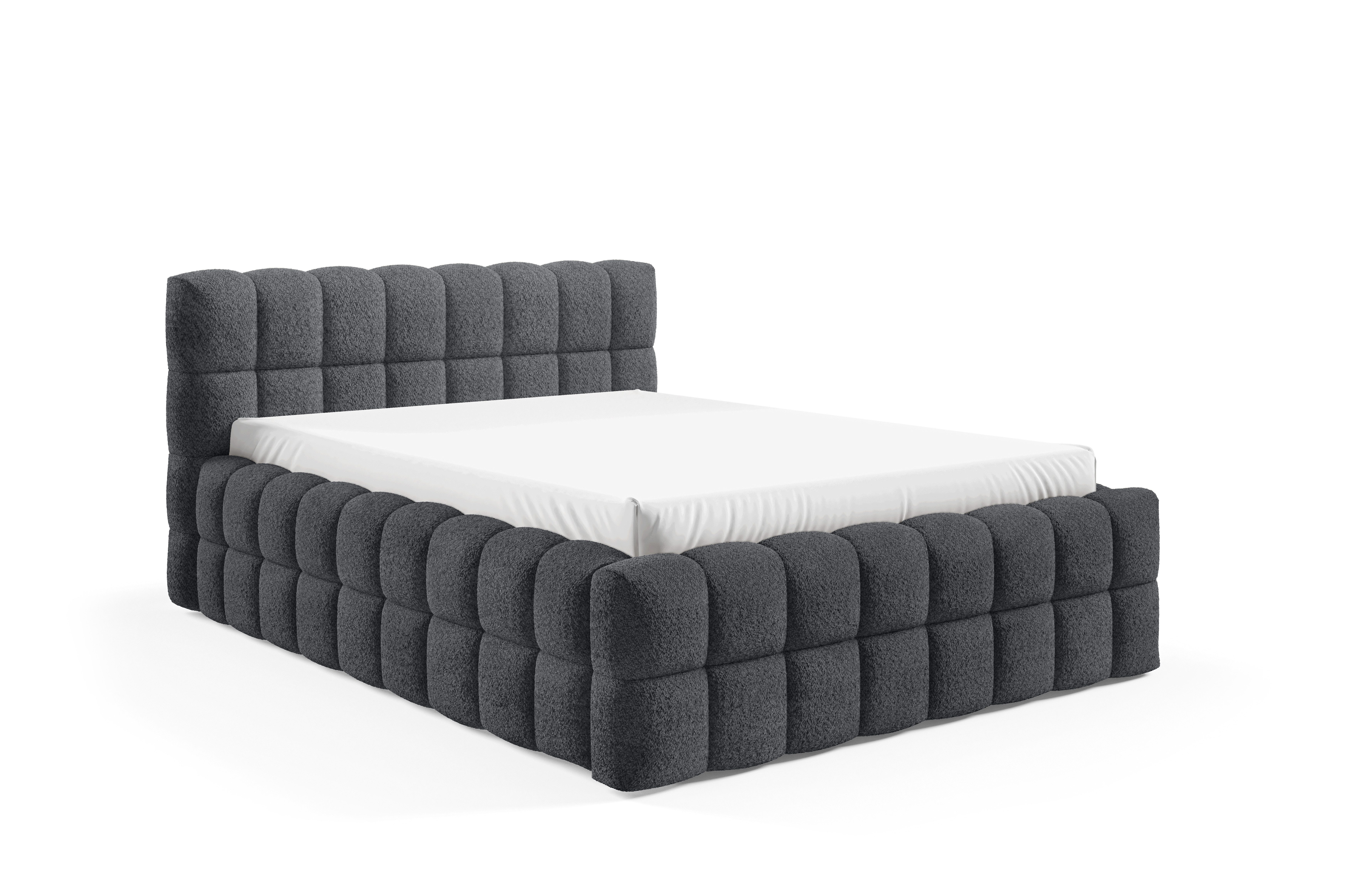 yourhouse24 Polsterbett Lagos mit Bettkasten und Lattenrost Bouclé