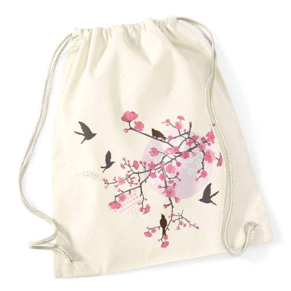 Autiga Turnbeutel Turnbeutel Kirschblüten Vögel Vogel Blumen Blüten Flower Cherry Tree Birds Autiga® natur