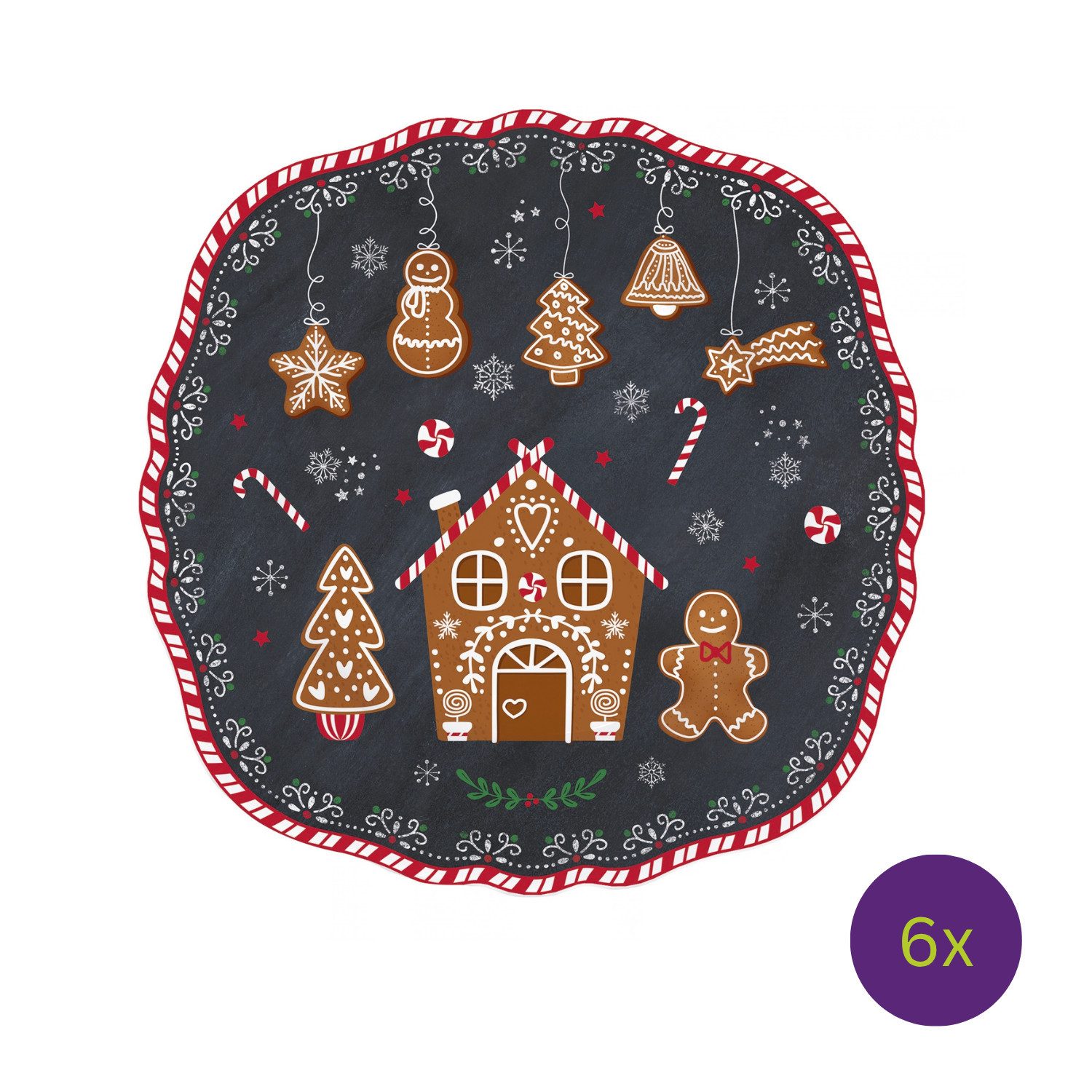 EasyLife Kuchenteller Gingerbread, in Geschenkbox, Mehrfarbig, Lebkuchenmann, H: 2cm