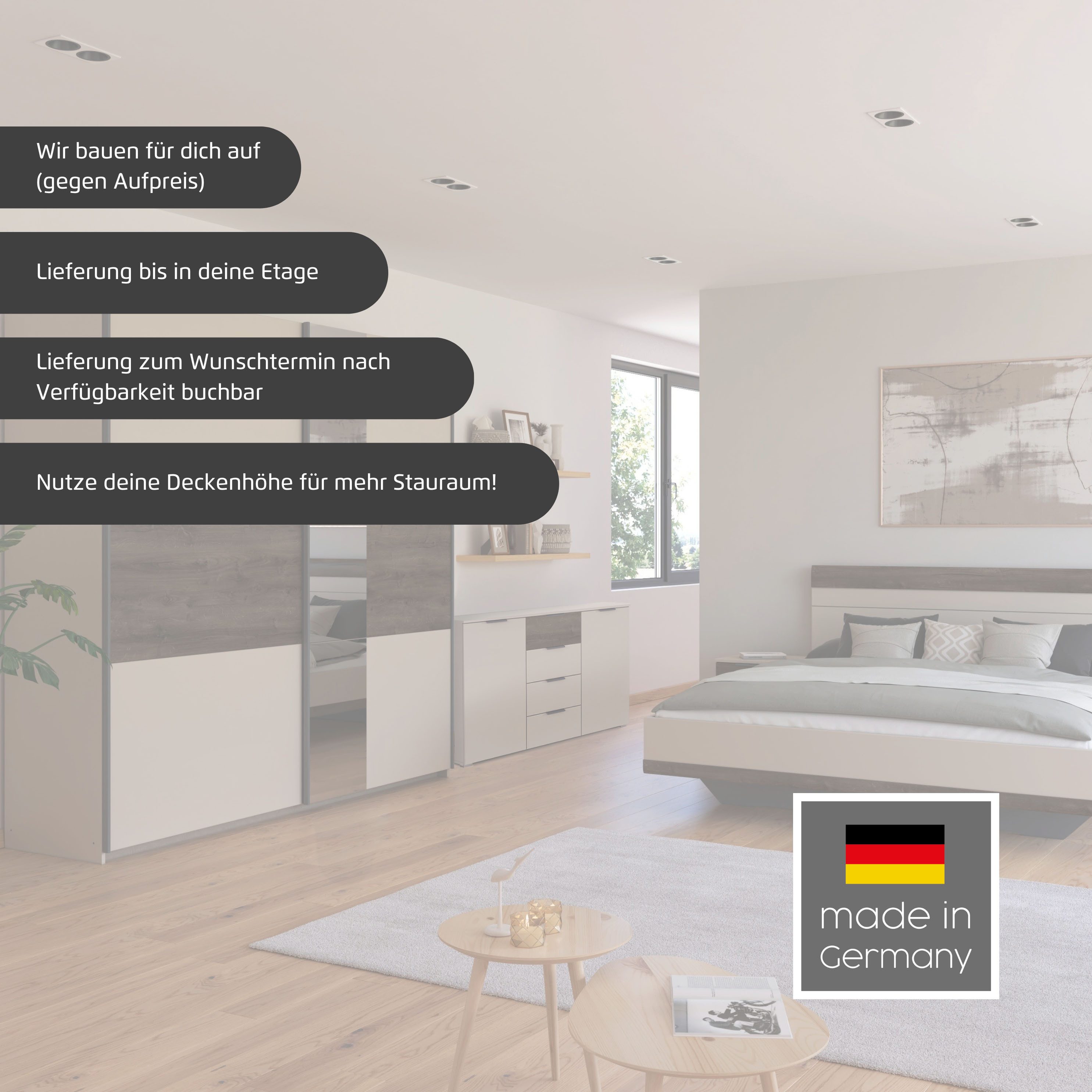 rauch Futonbett Bett Doppelbett Holzbett SAJO, mit Farb-Absetzungen in komfortabler Sitzhöhe MADE IN GERMANY