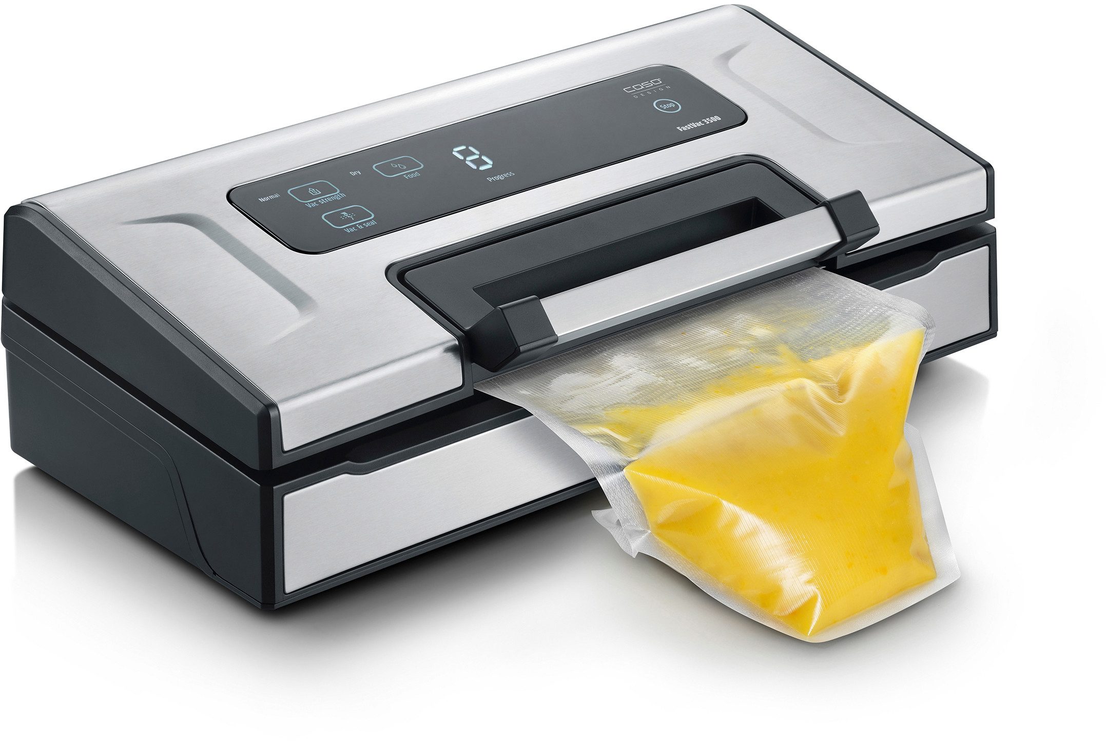 Caso Vakuumierer 1402 FastVac 3500, Rollenbreite 35 cm, 180W, doppelte Schweißnaht für ein besonders sicheres Verschließen – Bild 3 von 5