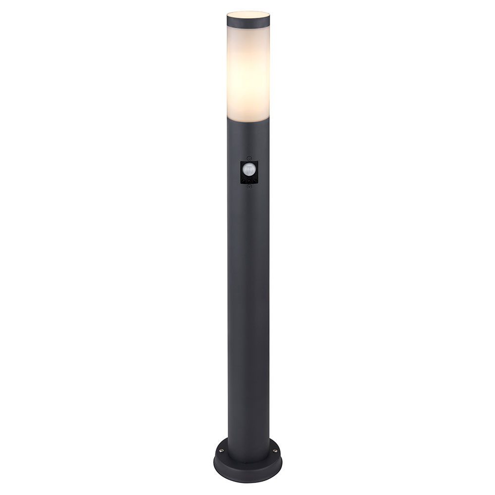 GLOBO LIGHTING Pollerleuchte, Leuchtmittel nicht inklusive, Gartenlampe mit Bewegungsmelder anthrazit Gartenstehlampe Edelstahl
