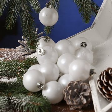 MARELIDA Weihnachtsbaumkugel Christbaumkugel Weihnachtskugel bruchfest D: 4cm matt weiß 16er Set (16 St)
