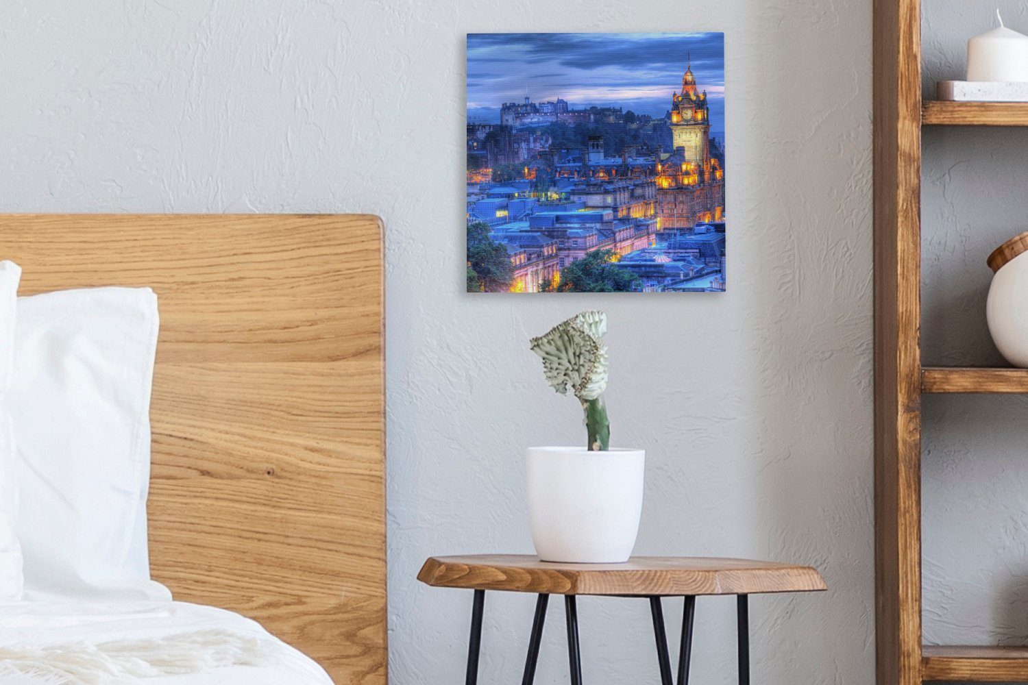 - - OneMillionCanvasses® (1 Leinwandbild Wohnzimmer Nacht Leinwand Schloss Edinburgh, - Licht St), Schlafzimmer Bilder für