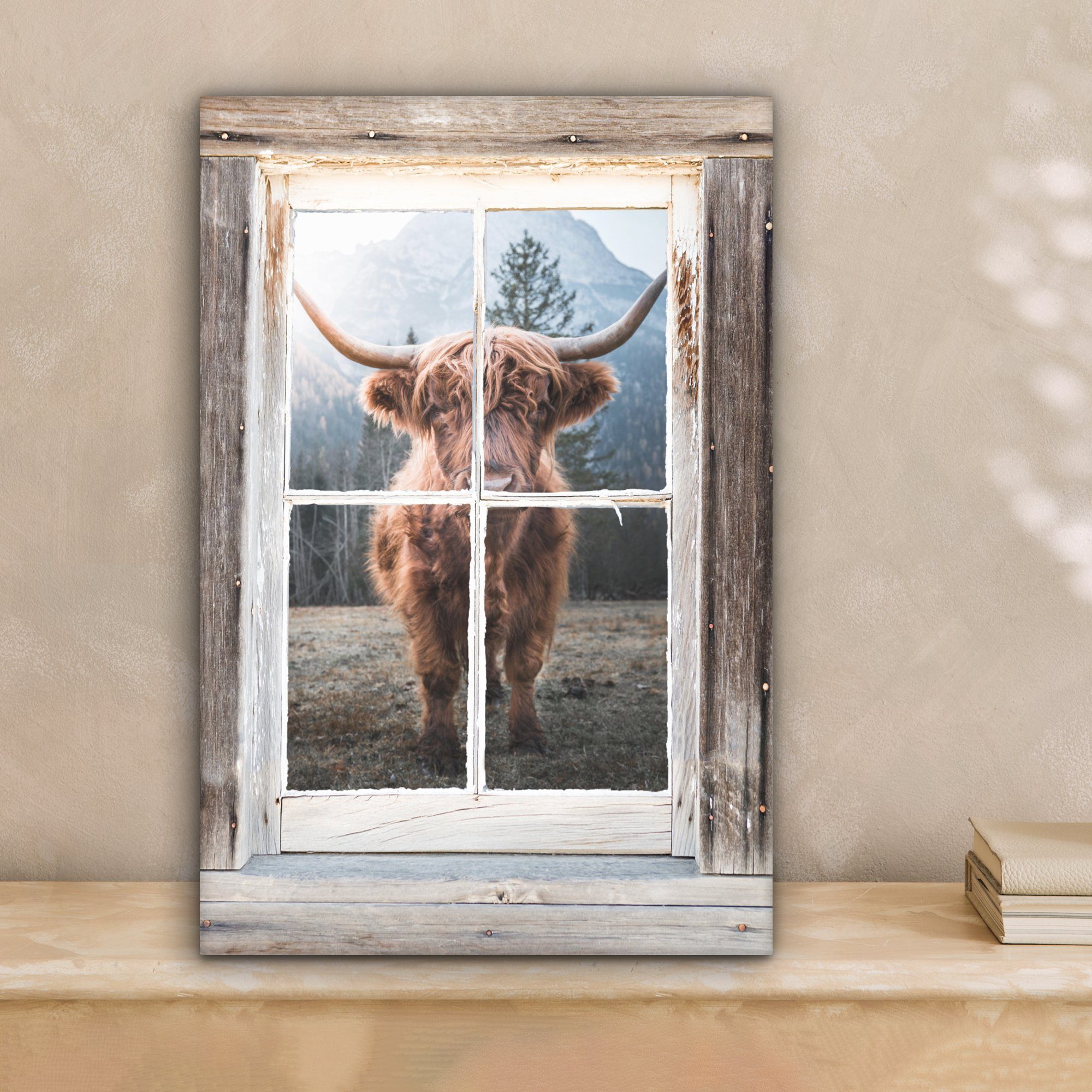 OneMillionCanvasses® Leinwandbild Schottischer Highlander - Kuh - Ansicht, günstig online kaufen