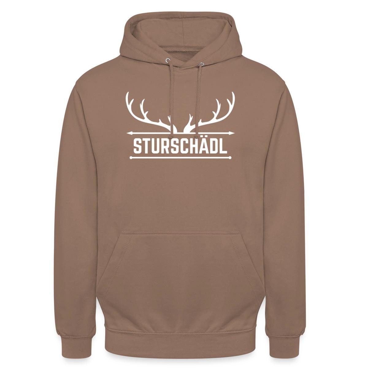 Spreadshirt Hoodie Sturschädl Hirschgeweih Sarkasmus Unisex Hoodie (1-tlg) Unisex-Schnitt: Sitzt bei Männern körpernah, bei Frauen weit