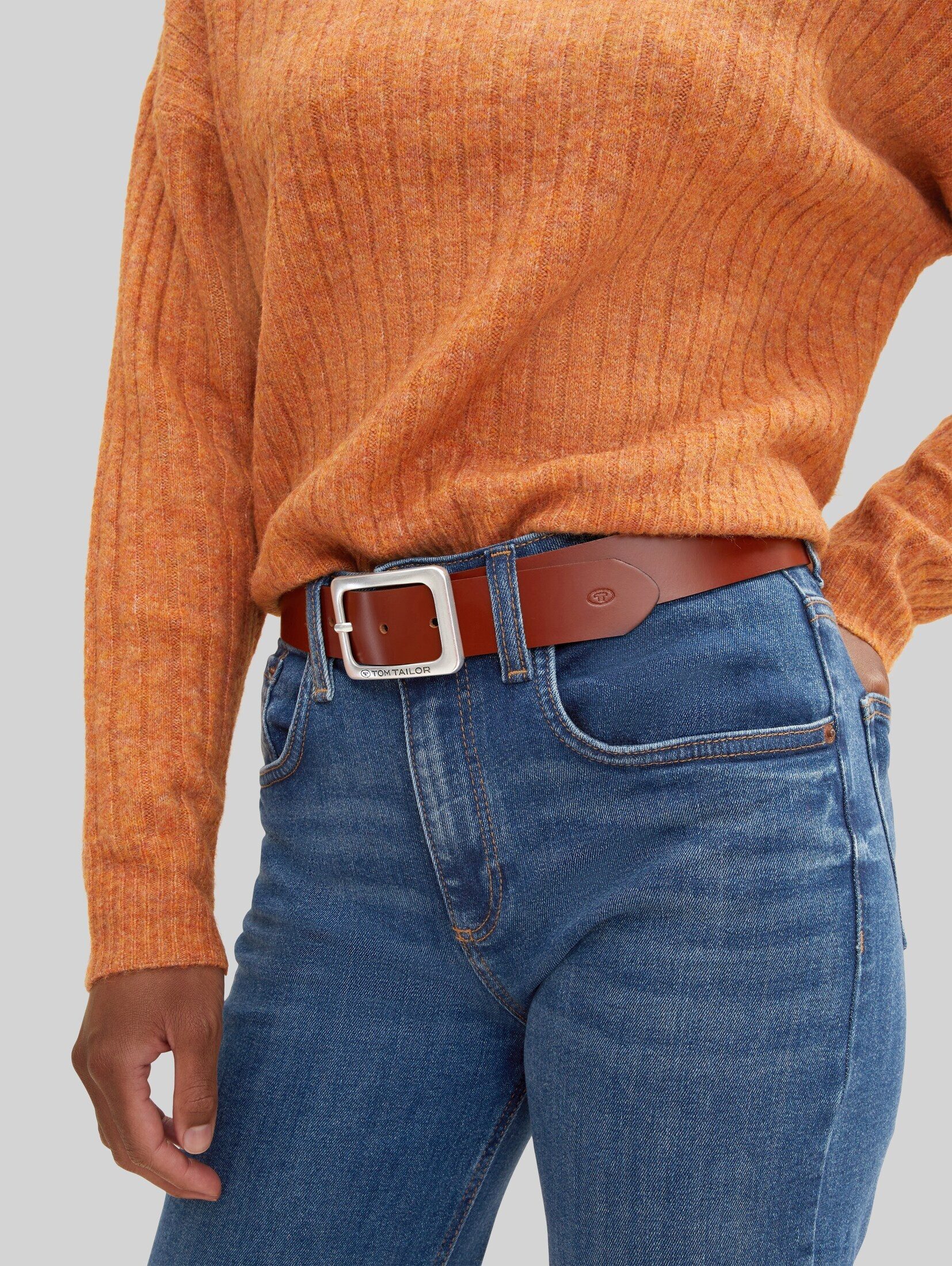 TOM TAILOR Ledergürtel Belts TTEVE Ledergürtel mit abgerundeter Dornschließe – Bild 4 von 4