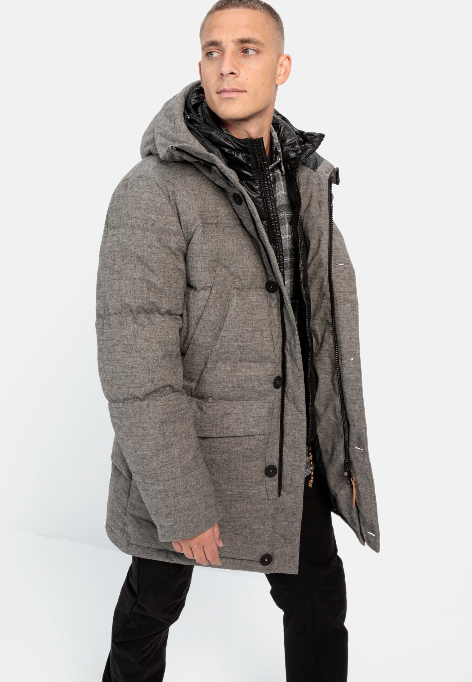 camel active Wintermantel mit abnehmbarem Kapuzenfutter Langarm Kapuze