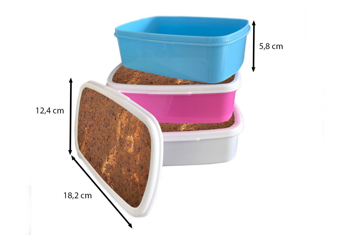 Lunchbox für weiß Erwachsene, - Braun Kunststoff, und Jungs Brotbox - MuchoWow - Mädchen - und - Brotdose, Kinder (2-tlg), Orange für Rost Abstrakt Muster, Vintage