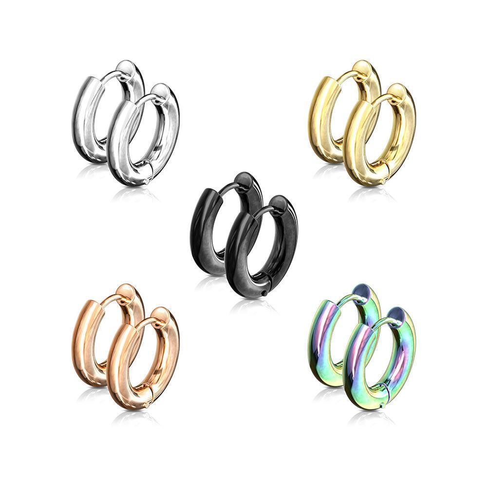 BUNGSA Creolen-Set Creolen Klappverschluss 22 mm aus Edelstahl Unisex schwarz (1 Paar (2 Stück)