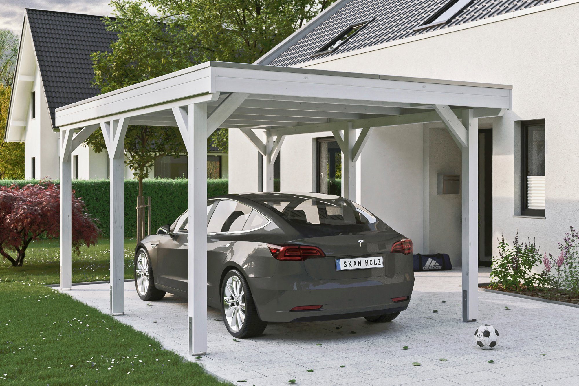 Skanholz Einzelcarport Grunewald, BxT: 321x554 cm, 289 cm Einfahrtshöhe, mit Aluminiumdach