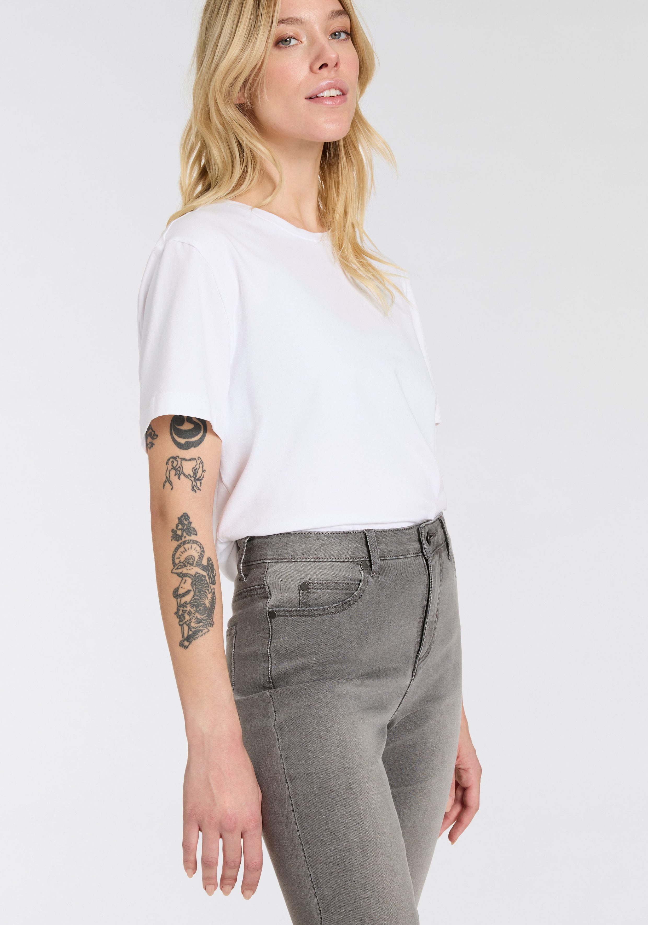 Arizona Gerade Jeans Ultra-Stretch Used-Look-Waschung