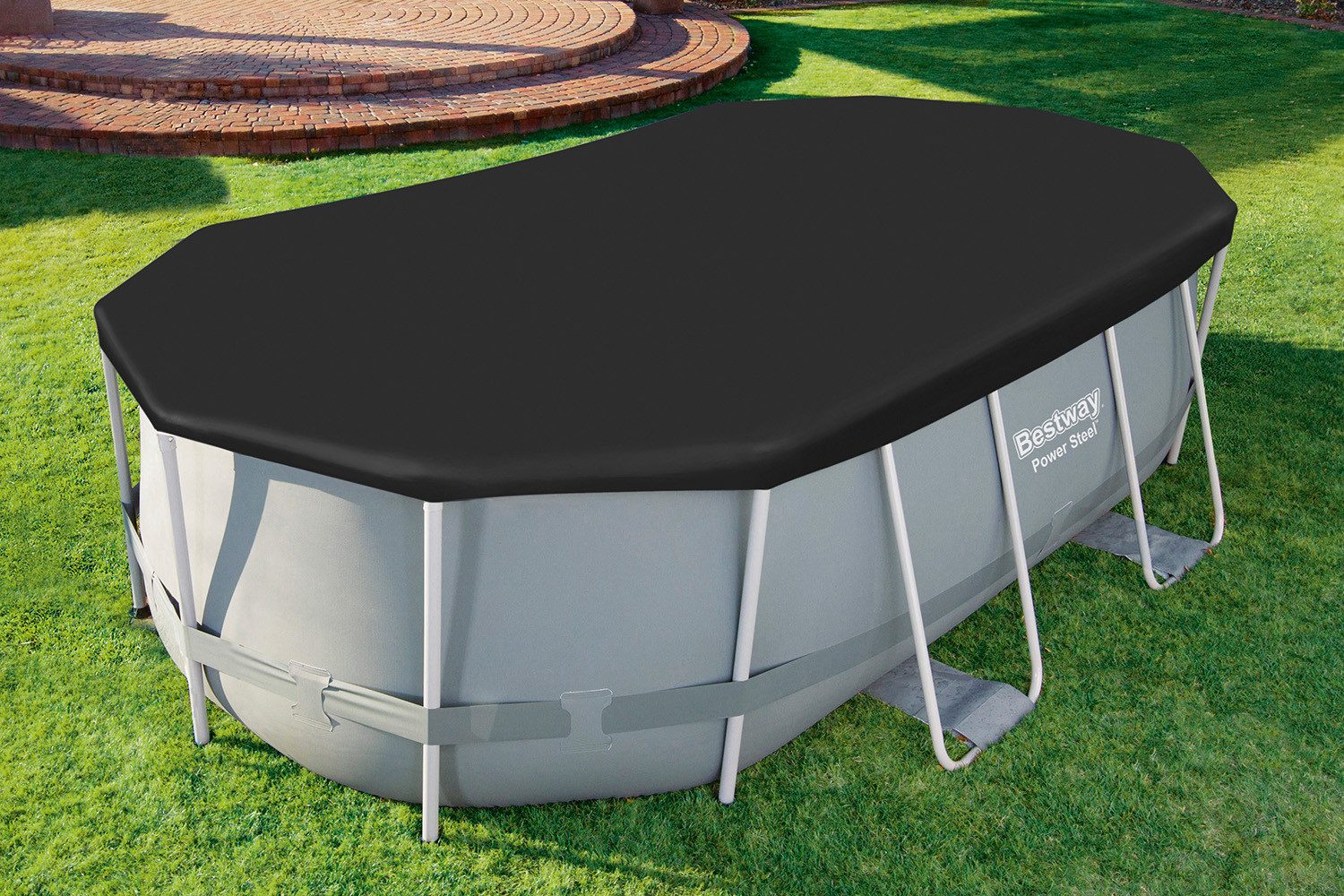 Bestway Pool-Abdeckplane 418 x 230 cm (Packung, 1-St., für 427 x 250 cm Frame Pools), Inkl. Befestigungsseil