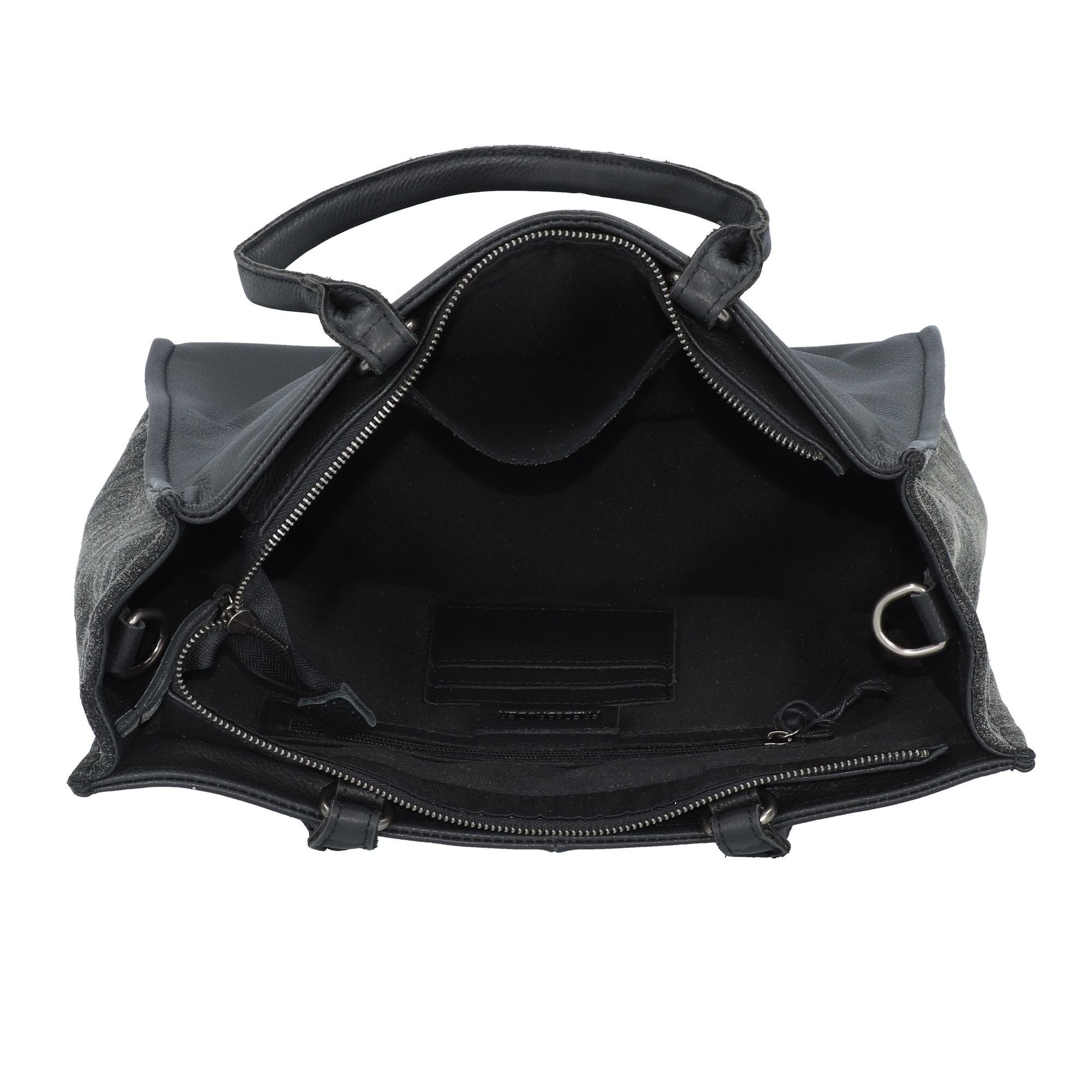 Velourleder black FREDsBRUDER Schultertasche Sewab,