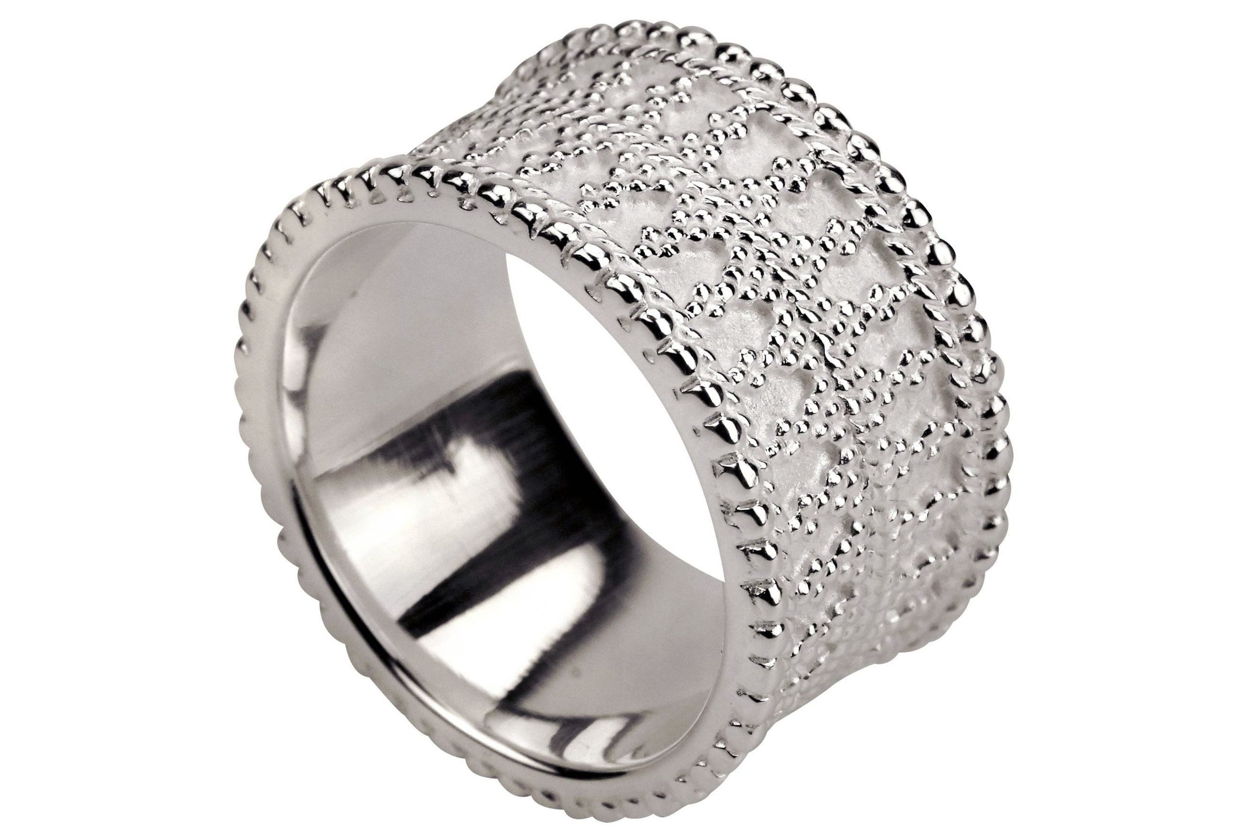 SILBERMOOS Silberring Ring mit doppeltem Ornamentband, 925 Sterling Silber