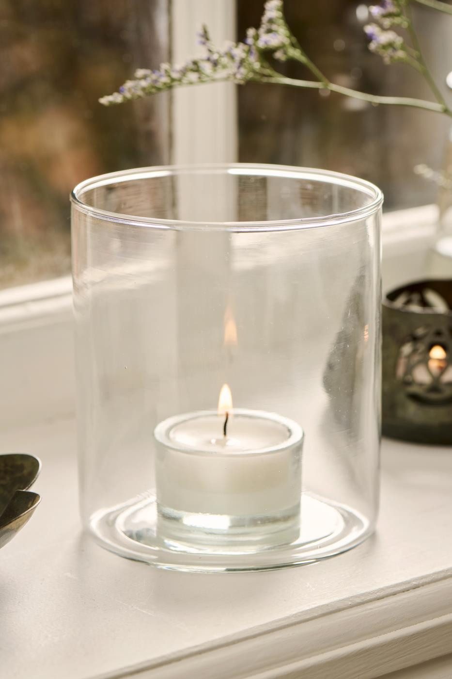 Ib Laursen Windlicht Windlicht GLAS Kerzenhalter fixiert für Teelicht, Ø9,5x11cm