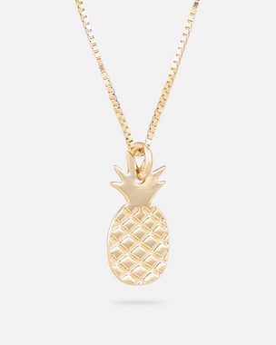 Malaika Raiss Kette mit Anhänger Pineapple Halskette Damen Gold mit Ananas Anhänger 45 cm, Silber 925, 24 Karat vergoldet
