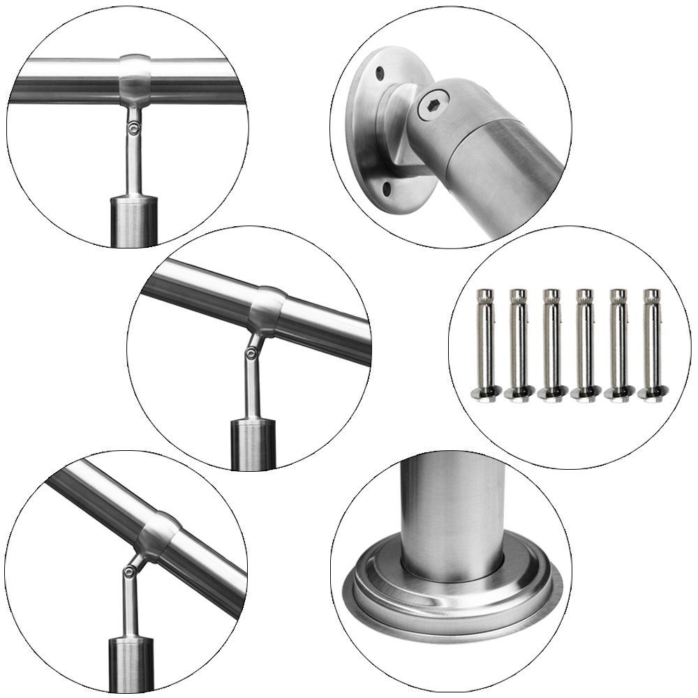 V2Aox Treppengeländer Edelstahl Treppengeländer Handlauf Geländer Aufmontage 80 - 200 cm, 80 cm Länge – Bild 5 von 5