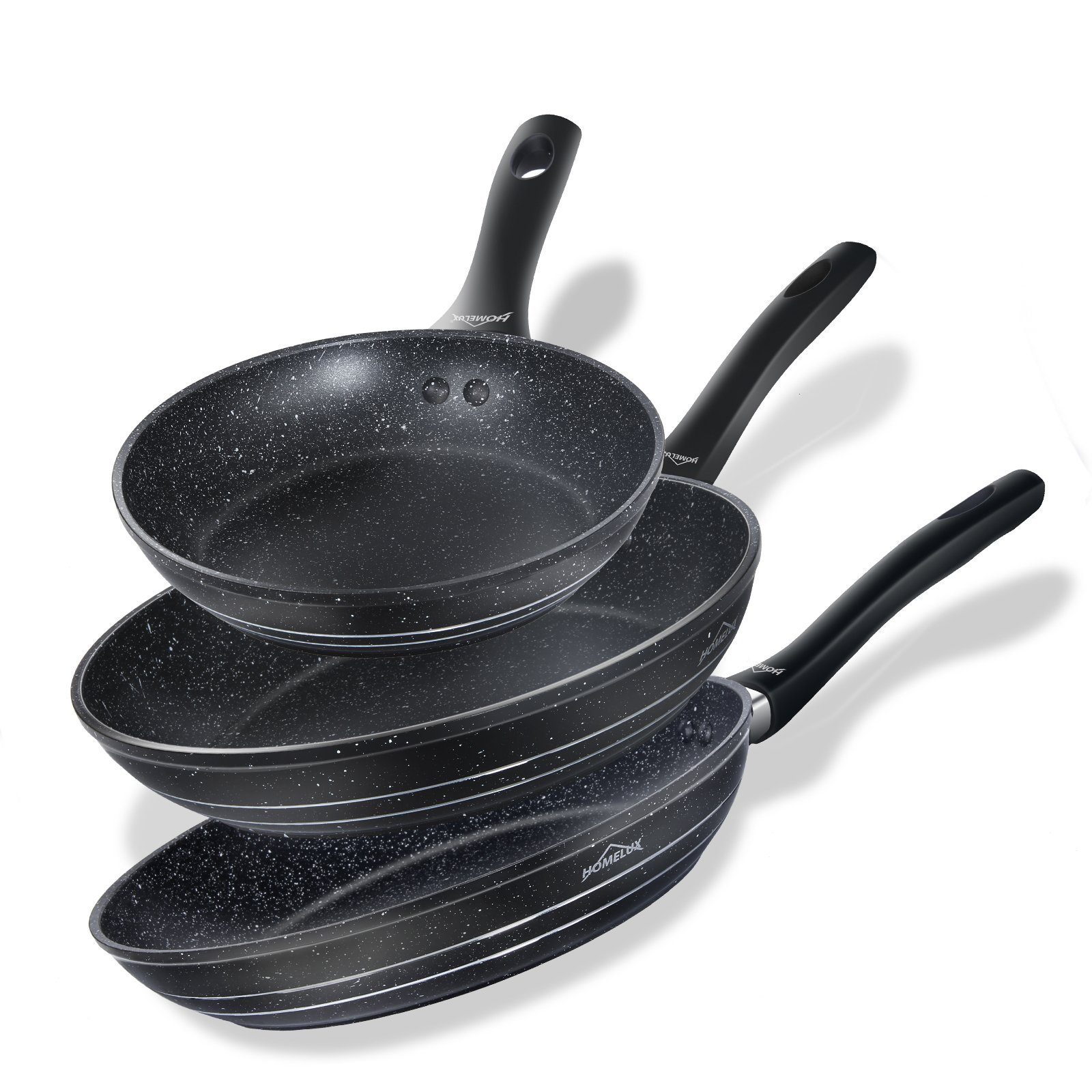 HOMELUX Pfannen-Set Pfanne 20/24/28 cm, 3tlg Bratpfanne, Pfanne Induktion, Aluminium (3-tlg., Pfannenset), Indukion