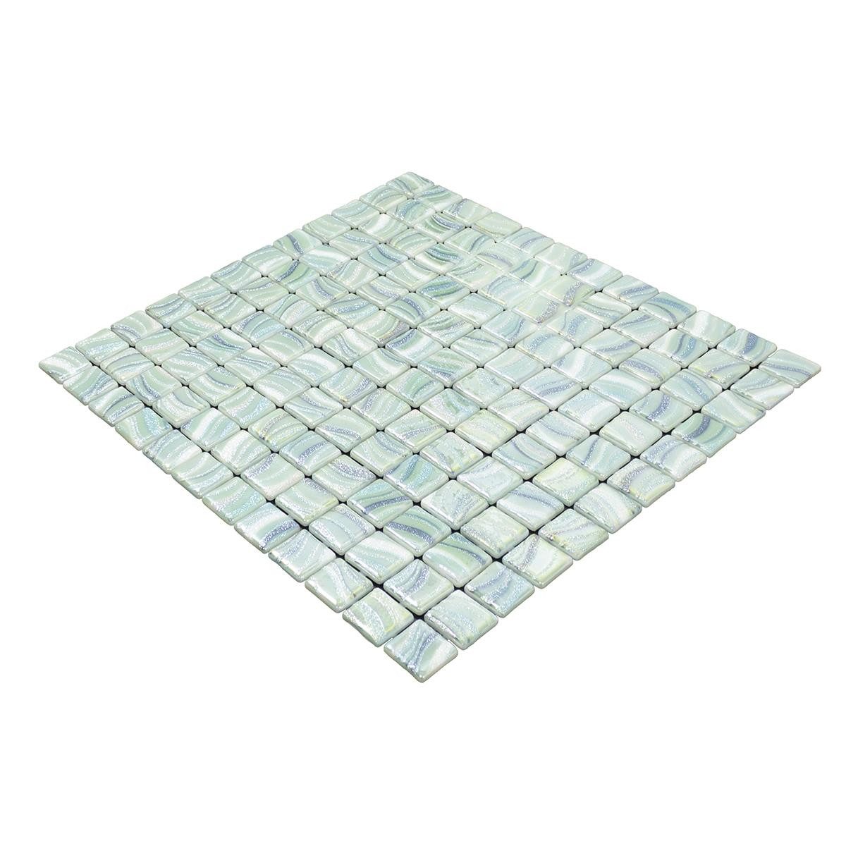 Mosafil Mosaikfliesen Glas Schwimmbad Pool Mosaik Marisburg Glitzer, Glas-Ecoglas 31.600x31.600, hellgrün, Punktverklebt - Frostsicher - Wasserdicht - Wasserfest - Rutschfest