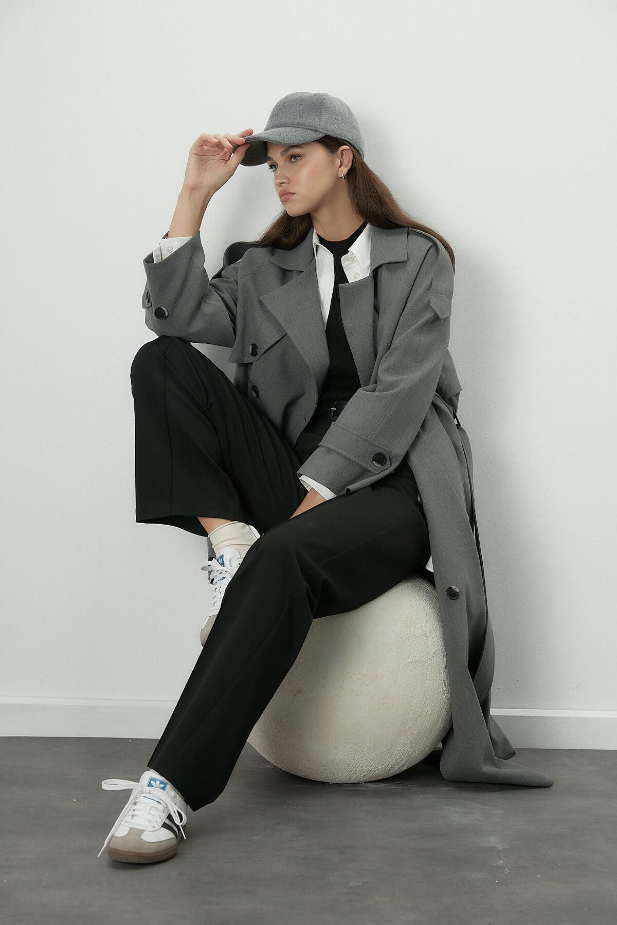 MANUKA Trenchcoat Premium Übergröße Schwarzer Trenchcoat