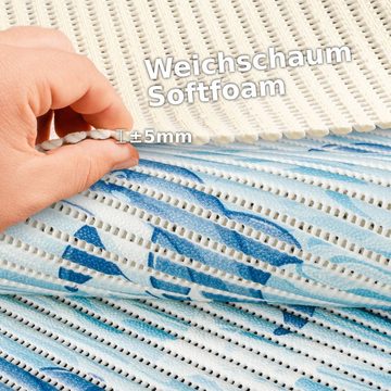 Schaum-Badematte Badteppich Weichschaum Badematte Schaum Delfin Maritim Badvorleger ANRO, Höhe 5 mm, strapazierfähig, Drainage Effekt, Rillen, wasserdurchlässig, rutschhemmend, pflegeleicht, Weich, Rutschfest, Rutschhemmend, Schnelltrockend, mit Drainagelöchern, Modern, Praktisch, Kunststoff, Rechteckig, Geprägt