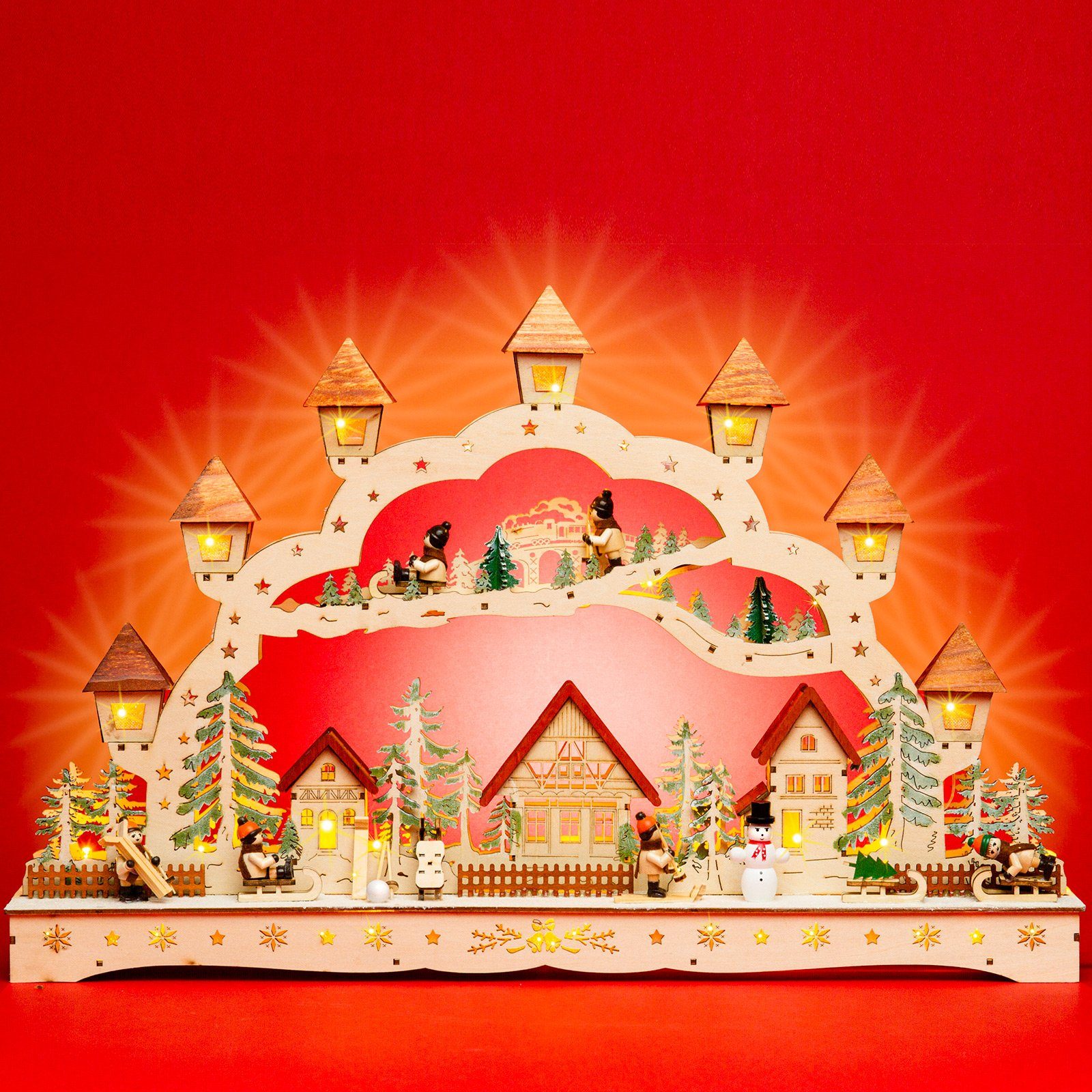 SIKORA Schwibbogen LB89 Winterdorf Laternen XL mit LED Beleuchtung B:56,5cm günstig online kaufen