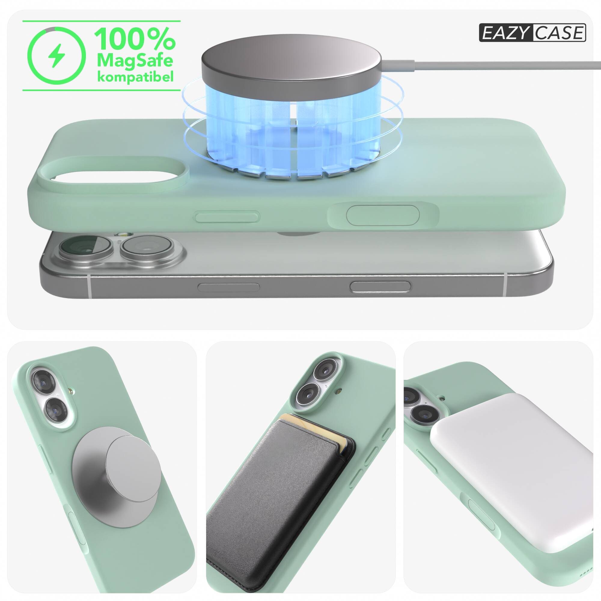 EAZY CASE Handyhülle für Apple iPhone 17 Hülle Silikon 6,3 Zoll, Silikon Schutzhülle mit Kameraschutz TPU Hülle Slimcover Mint Grün – Bild 5 von 5