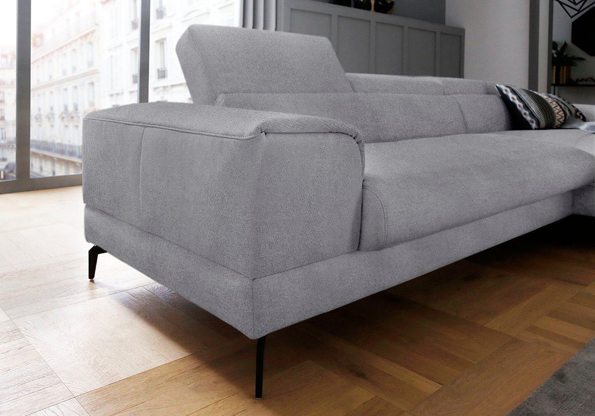 W.SCHILLIG Ecksofa piedroo, Designsofa mit tollem Sitzkomfort, L-Form, Kopfteilverstellung, wahlweise mit Sitztiefenverstellung, Breite 303cm