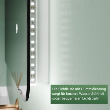 SONNI Badspiegel mit Beleuchtung mit Touch 80 x 50 Lichtspiegel Wandspiegel Bad, mit Touch kaltweiß IP44 energiesparend