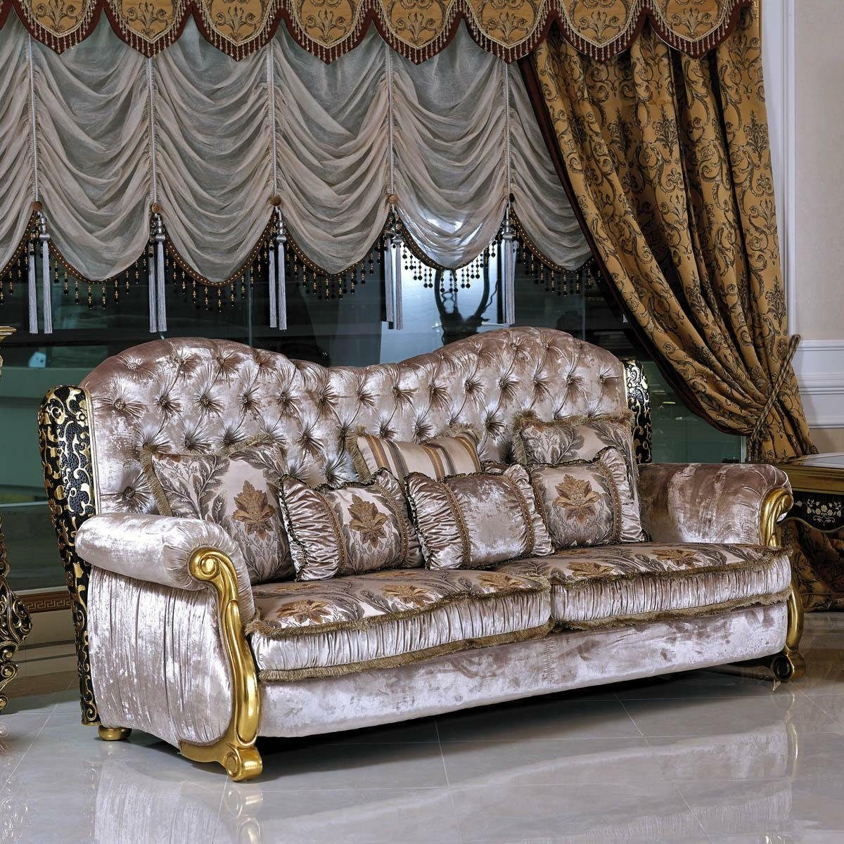 JVmoebel Rokoko Barock Antik Sofa, Sofagarnitur Couch Klassische 3+2 Sofa Stil