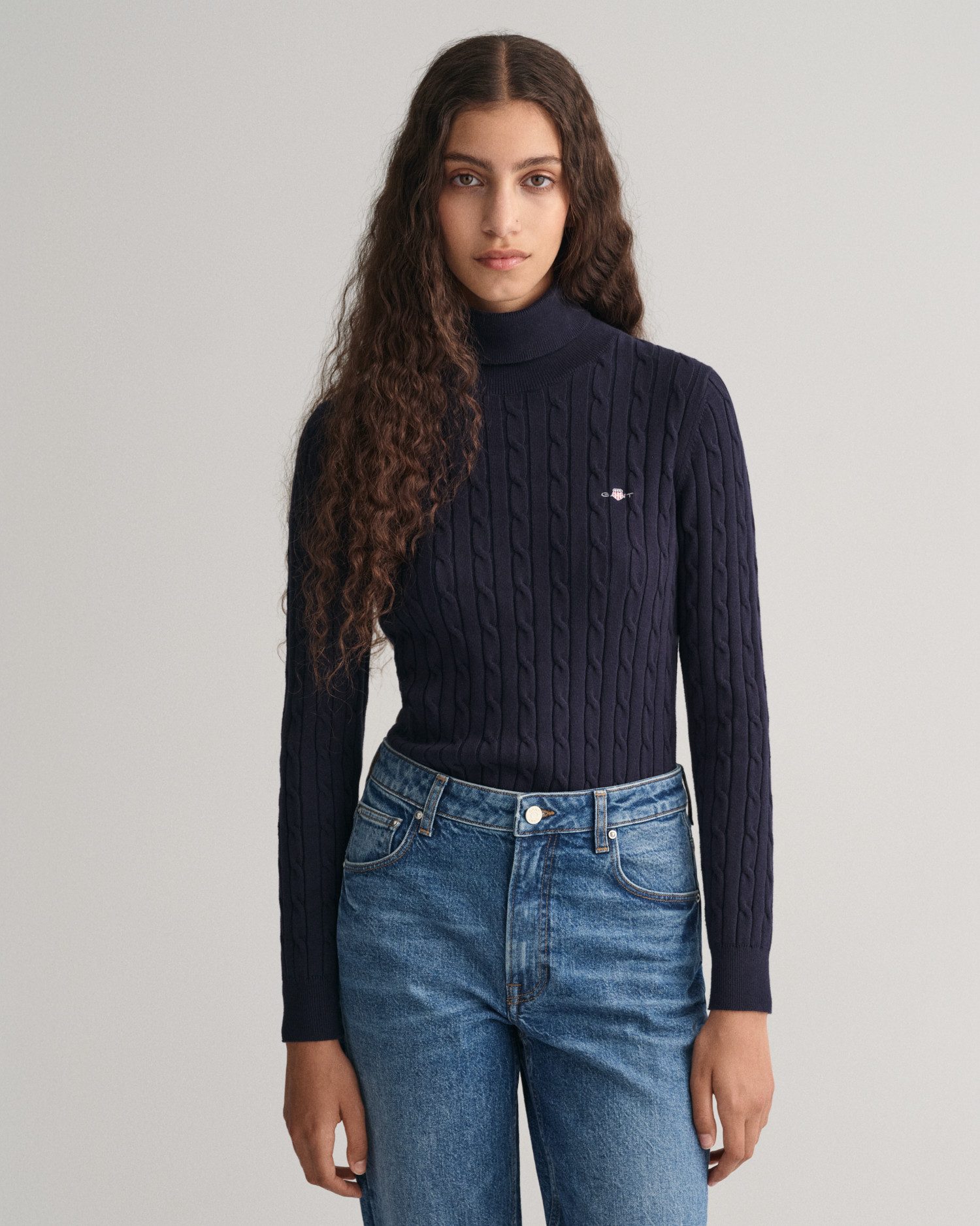 Gant Rollkragenpullover STRETCH COTTON CABLE TURTLENECK mit Zopfmuster