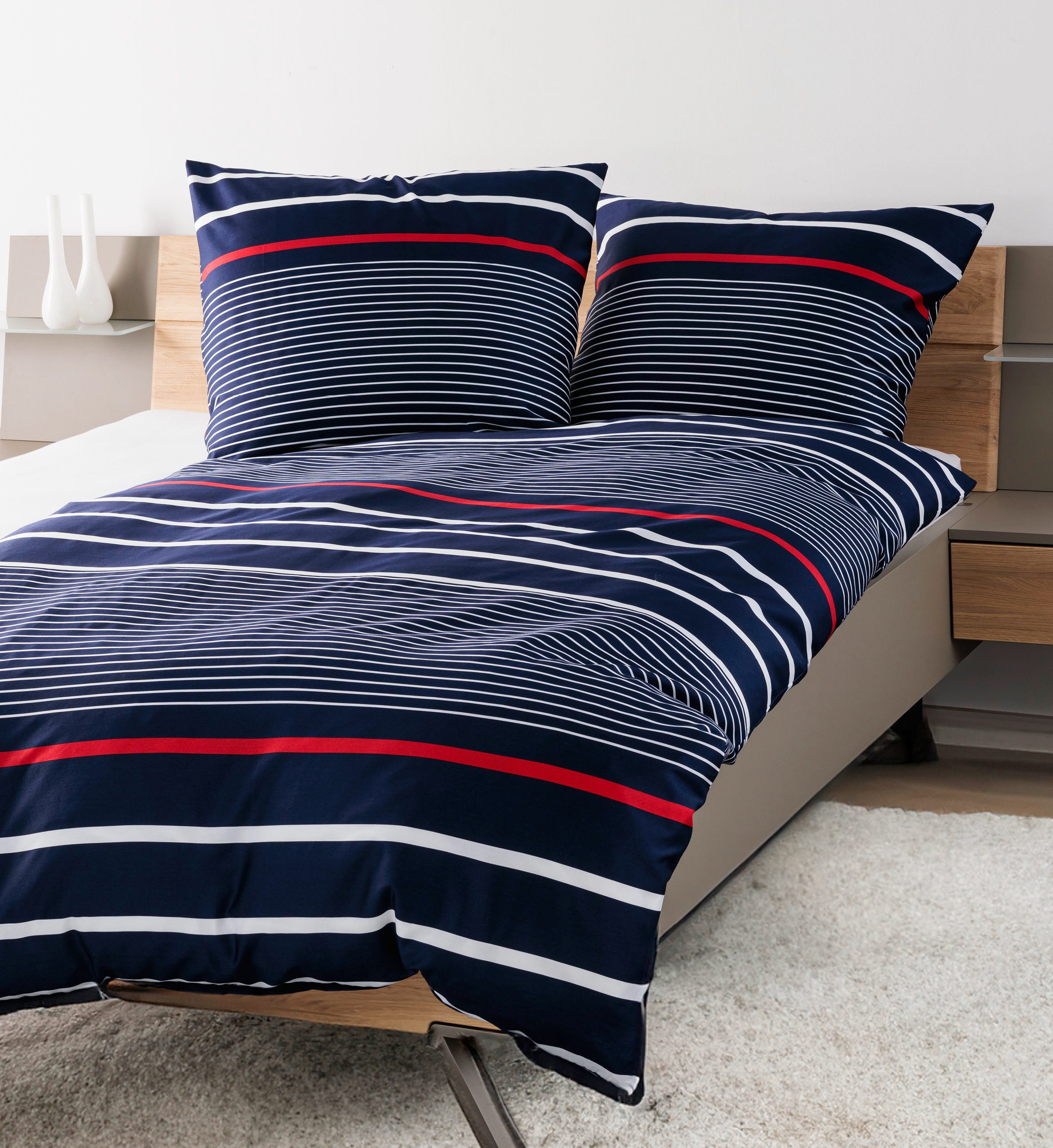 Janine Janine Mako-Satin Bettwäsche J. D. 87105 maritimblau Größe:  240x220 günstig online kaufen