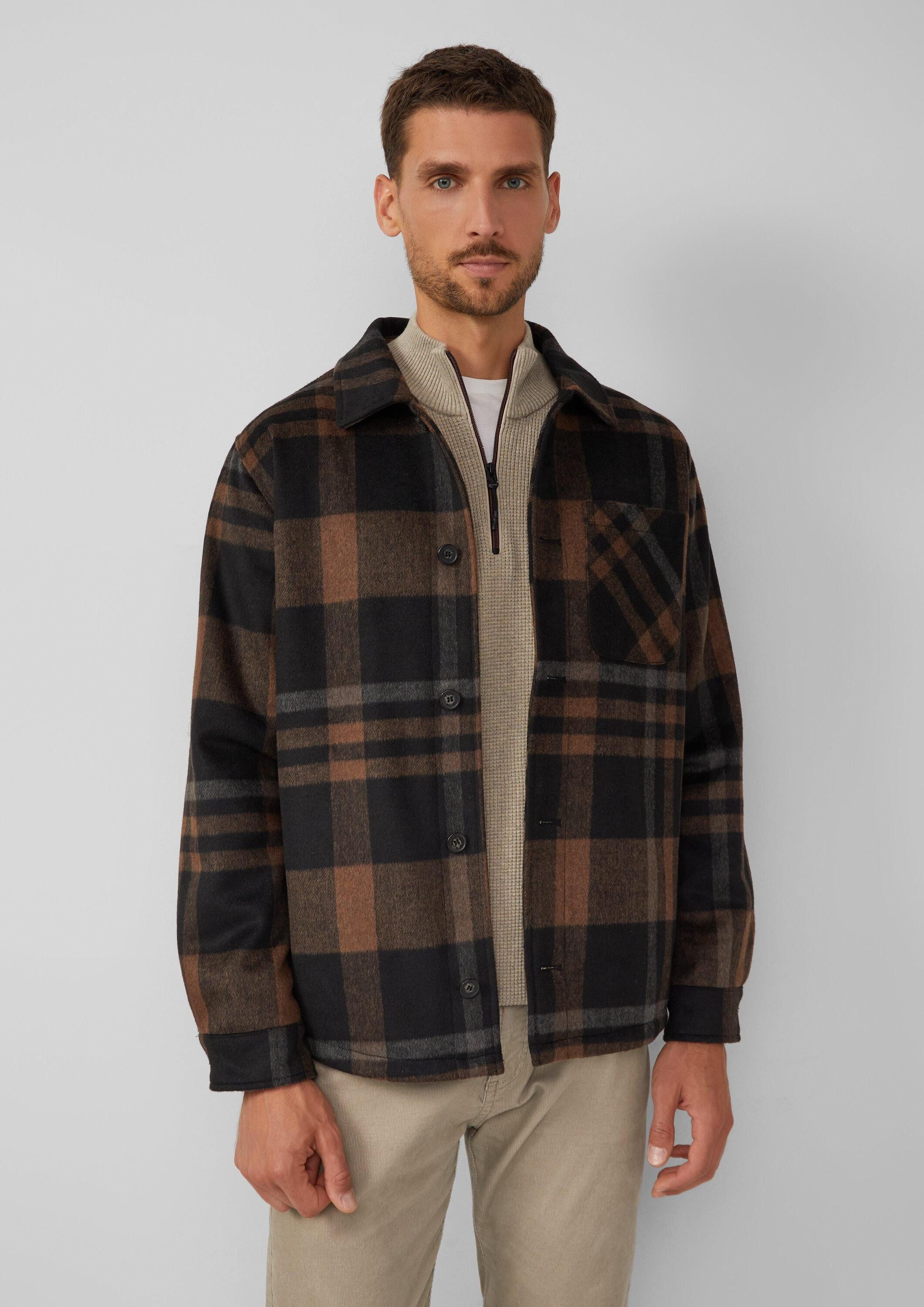 s.Oliver Hemdjacke Outdoor-Jacke Kariertes Overshirt mit seitlichen Eingrif günstig online kaufen
