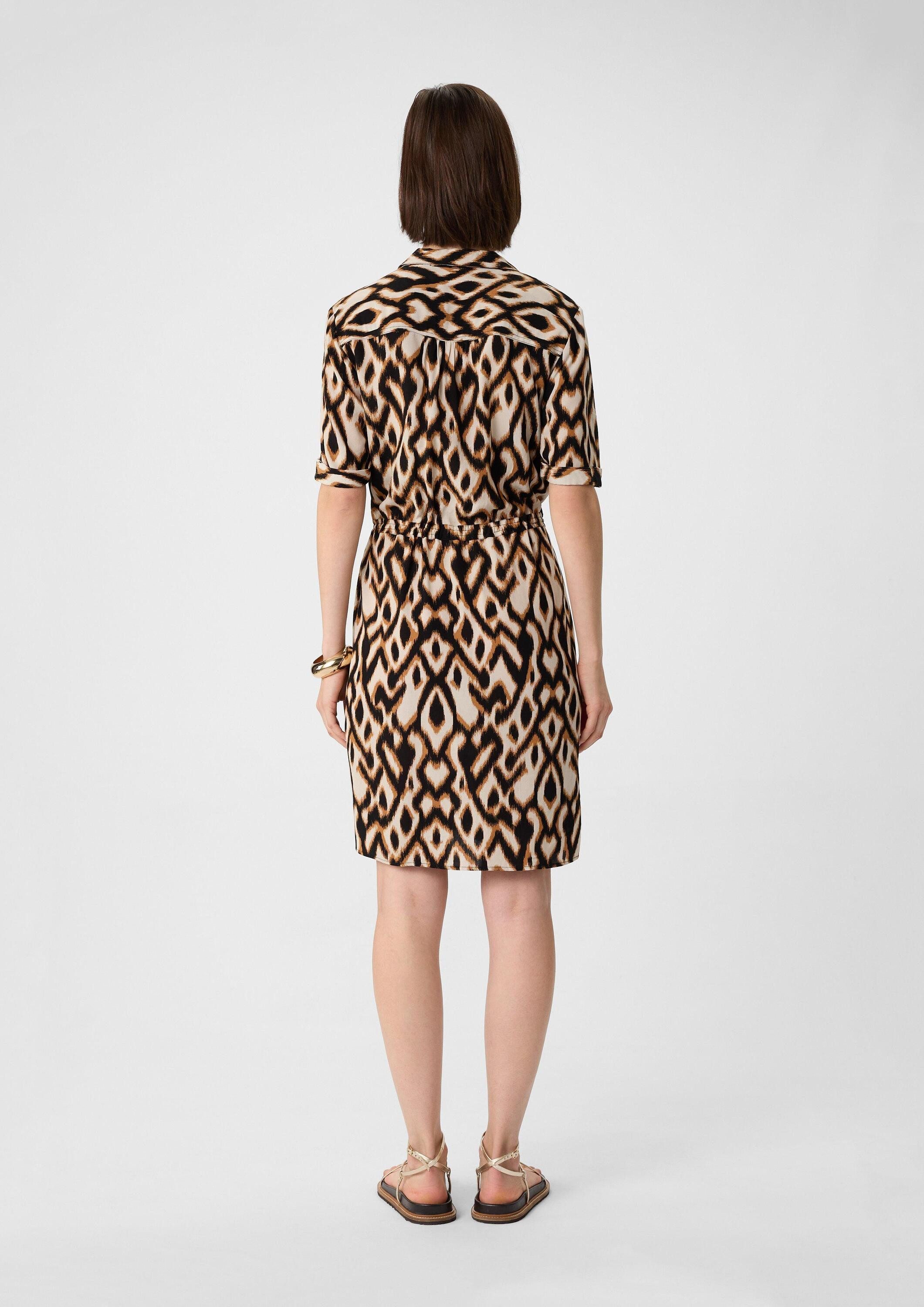 comma Minikleid Kleid Fließendes Crêpe-Kleid mit All-over-Print