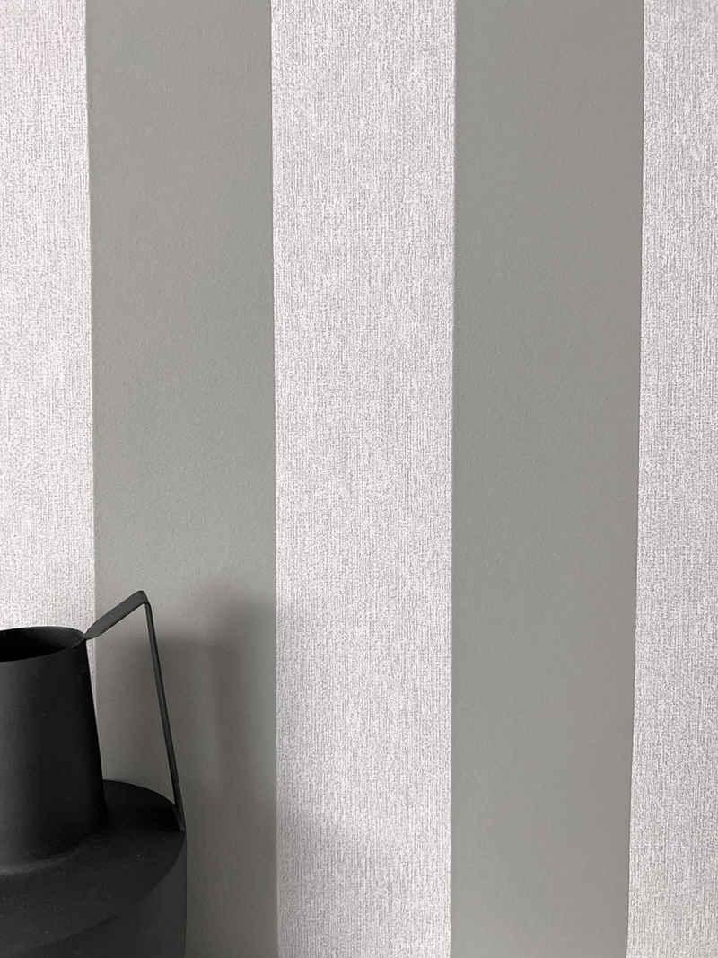 Newroom Vliestapete, Grau Tapete Modern Streifen - Streifentapete Streifen Hellgrau Landhaus Linien für Wohnzimmer Schlafzimmer Küche