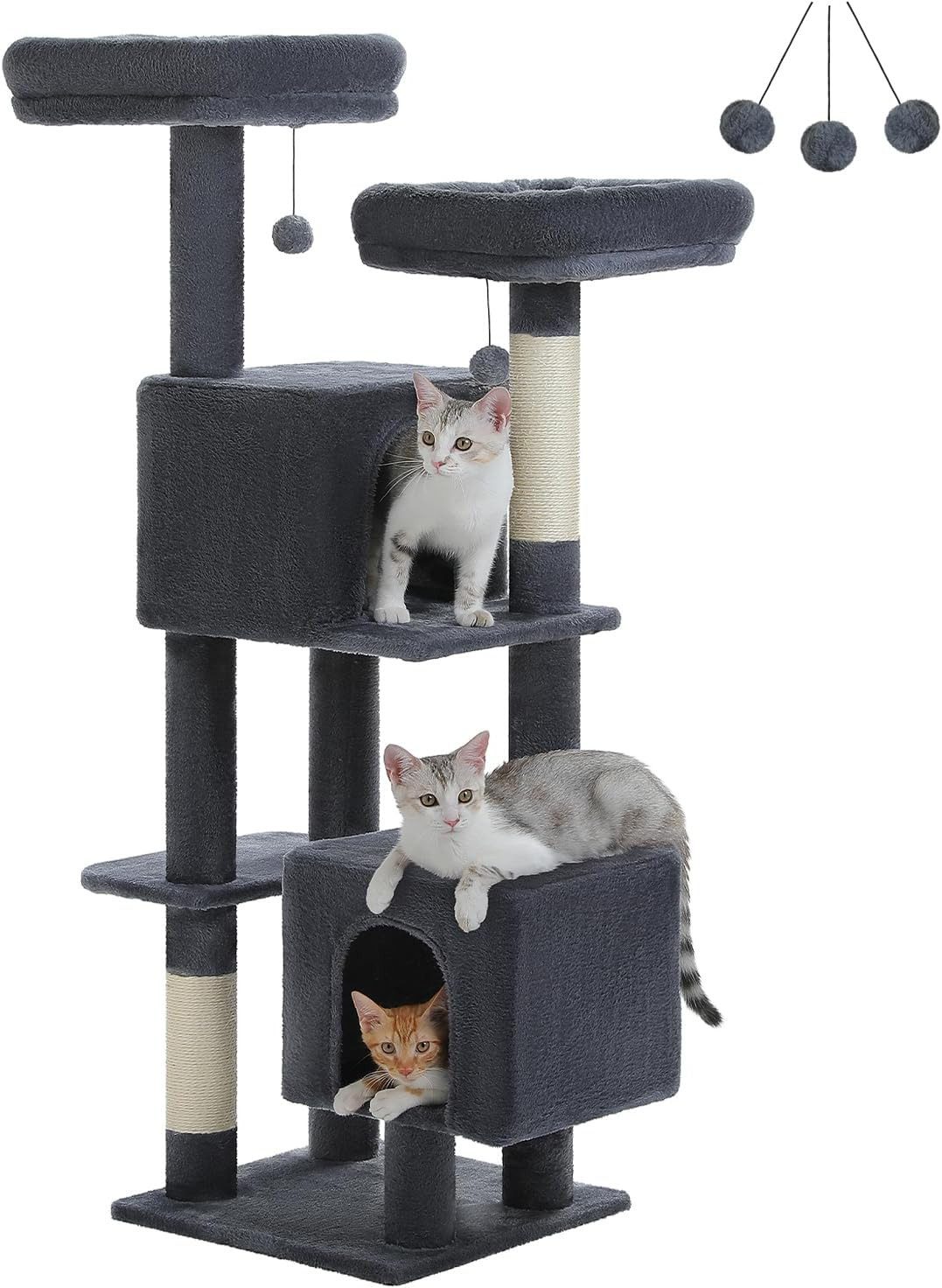 Purpurra Kratzbaum 5/ 7 Ebenen mit 2 Höhlen und gepolsterten Kuschelbetten, 130 / 180cm
