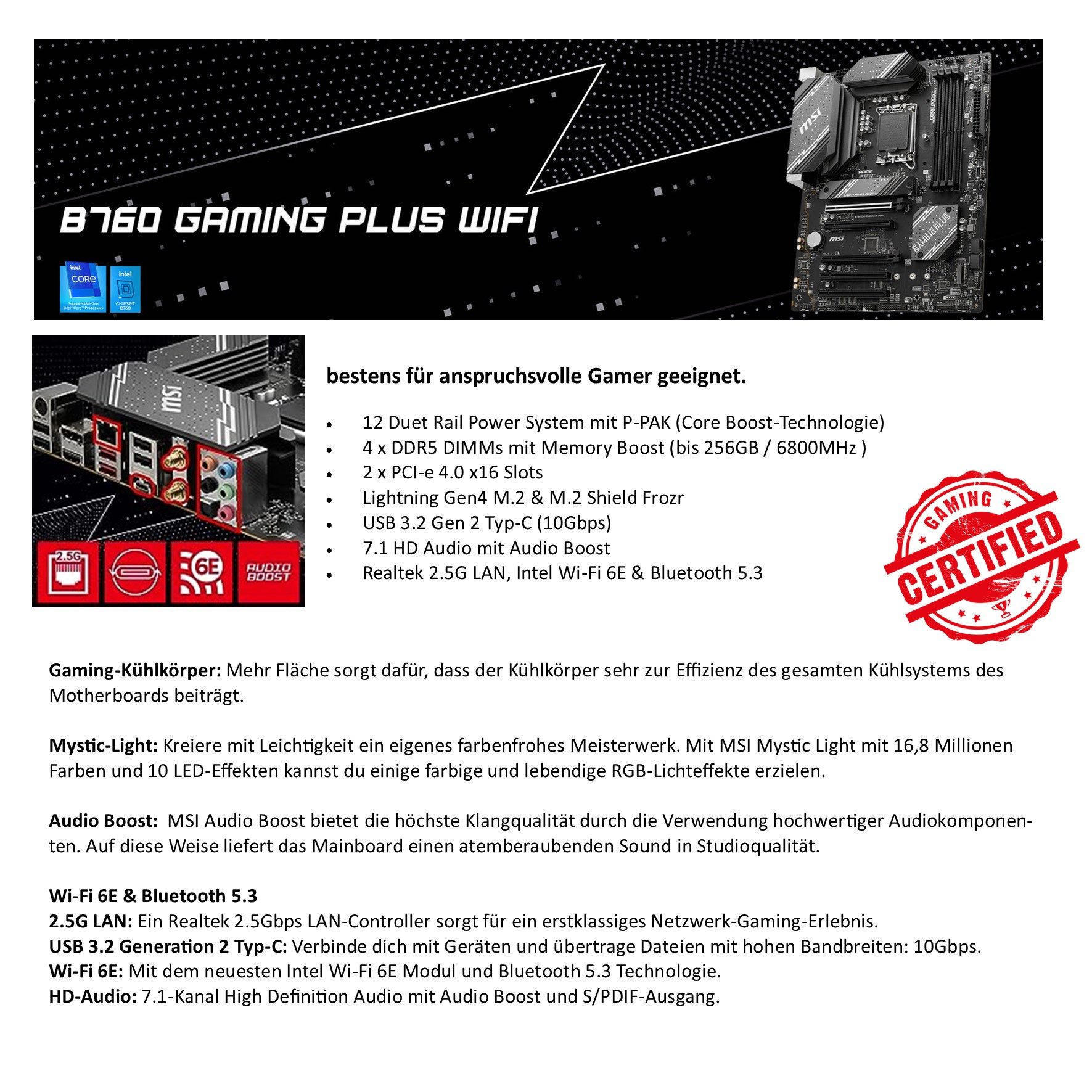 Meinpc Intel i9 mit RTX 5060 Ti 16GB Gaming-PC (Intel Core i9 12900K, RTX 5060 Ti, 16 GB RAM, 1000 GB SSD, Wasserkühlung, Gamer, Gaming, Wasserkühlung, RGB, 16  – Bild 4 von 5