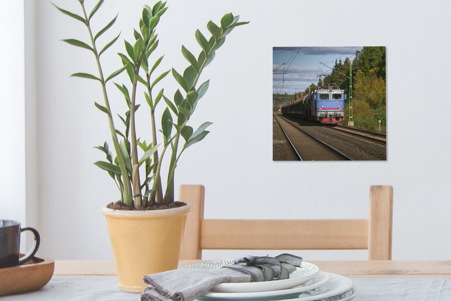 für Schlafzimmer Leinwand einer auf (1 Bilder St), Zug OneMillionCanvasses® Wohnzimmer Ein Leinwandbild Eisenbahnstrecke,