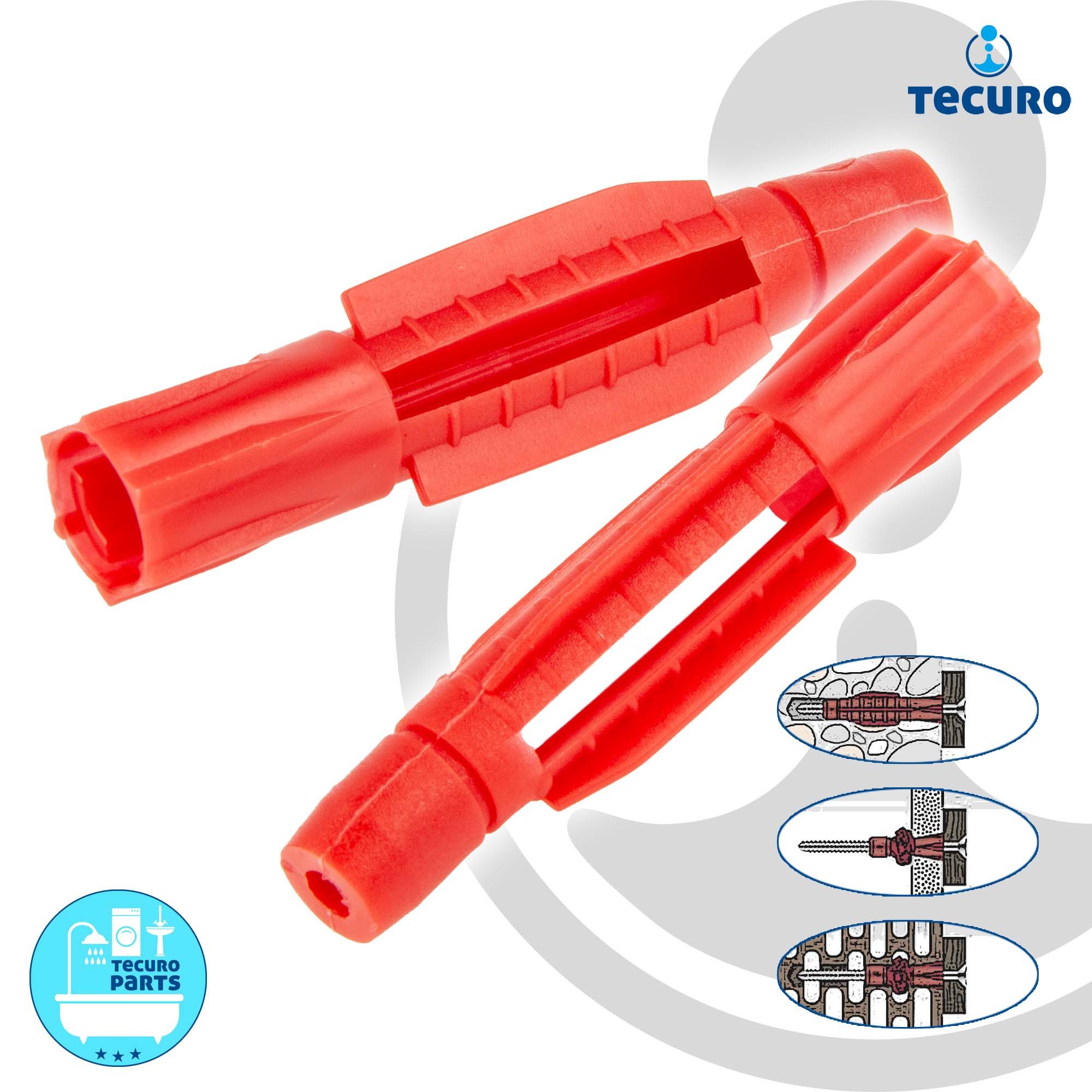 tecuro Hohlraumdübel Universal Hohlraumdübel Allzweckdübel Dübel - Kunststoff rot, (50-tlg)