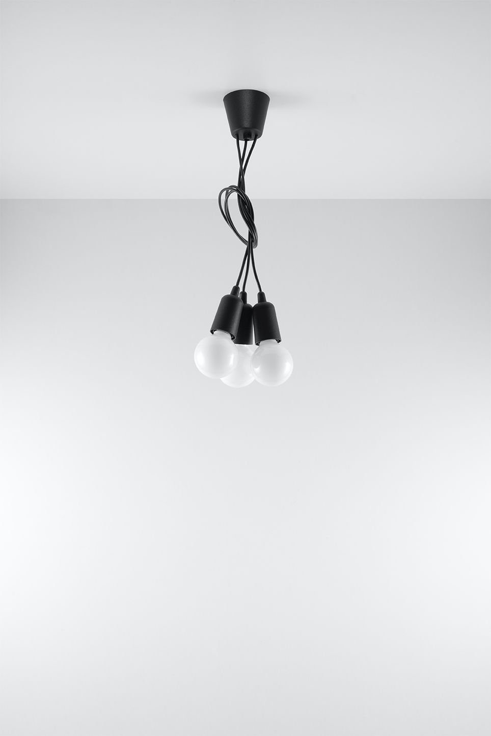 Esstisch Pendelleuchte 90cm ohne Licht-Erlebnisse Schwarz NESSA, verstellbar Wohnzimmer Leuchtmittel, 3-flmg Retro Hängelampe