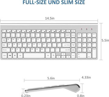 GALENMORO Kabellos - QWERTZ (Deutsch) USB Tastatur- und Maus-Set, mit Maus Ergonomisch Tastatur für Computer/PC/Laptop/Smart TV