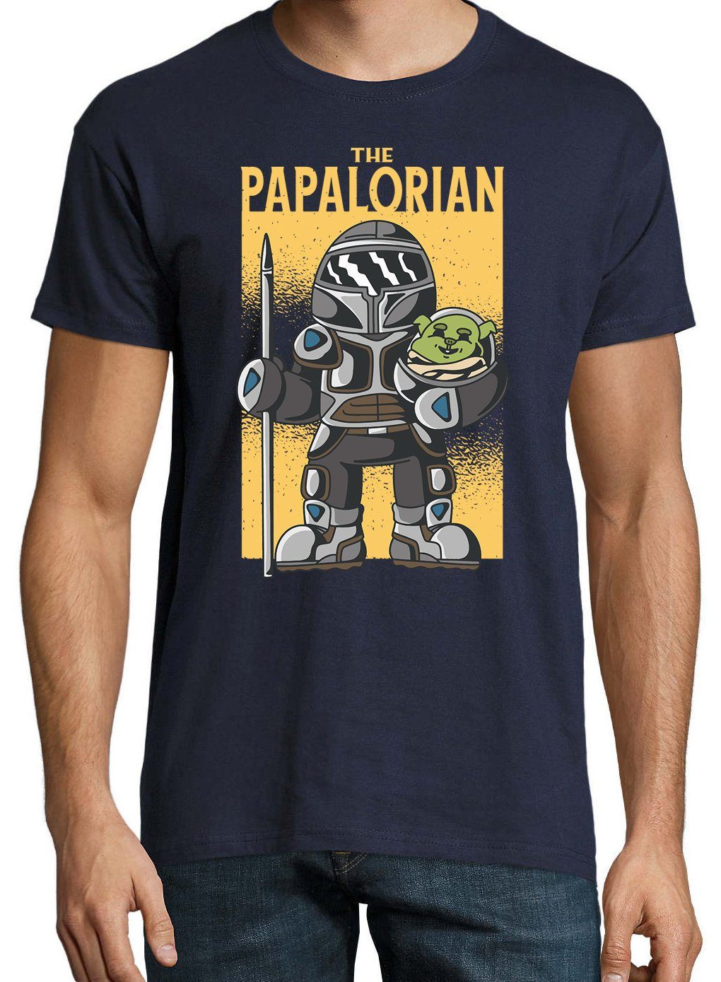 Frontprint Designz Youth trendigem mit Papalorian Shirt T-Shirt Herren Navyblau