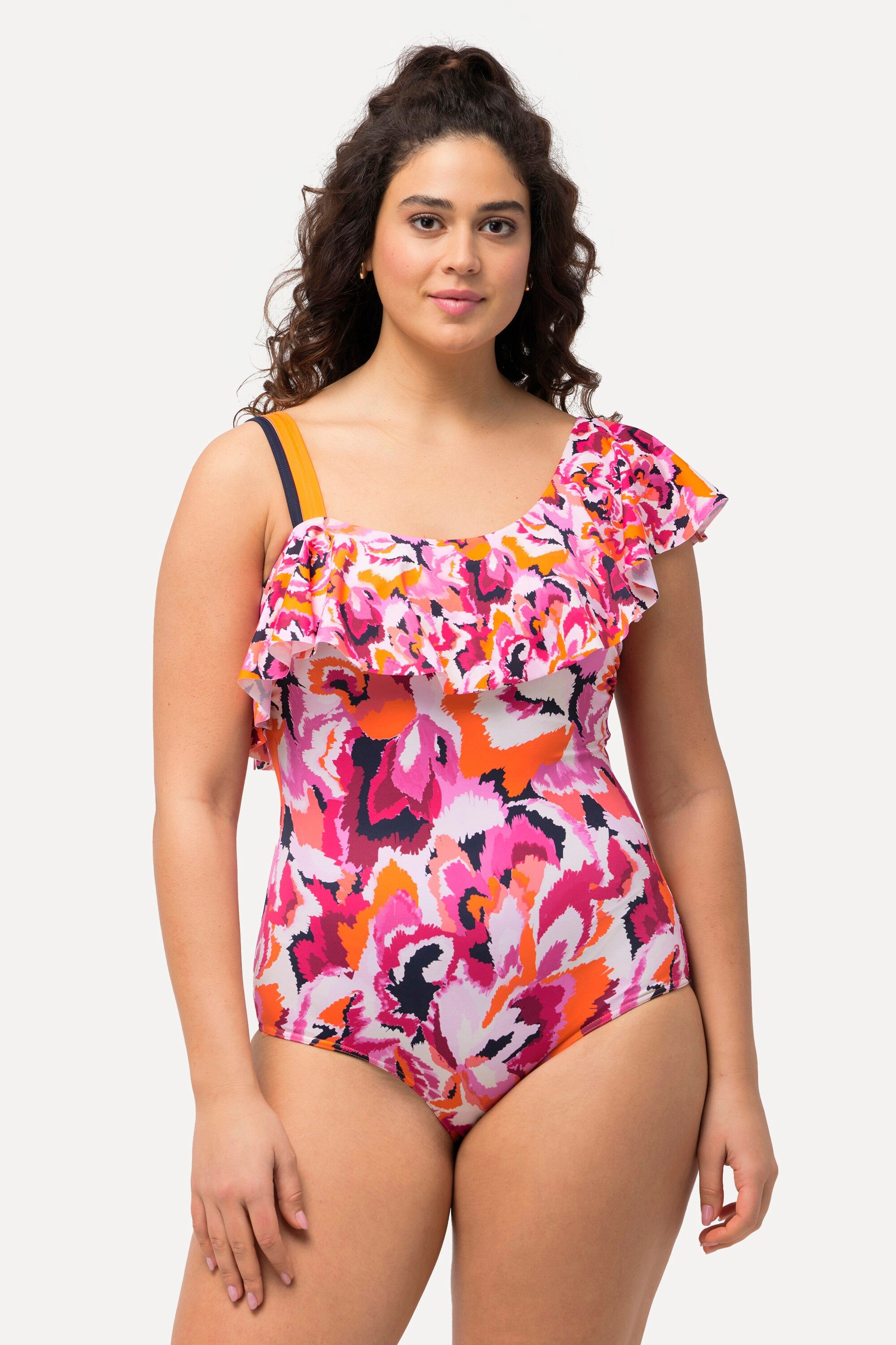 Ulla Popken Badeanzug Badeanzug Stickblumen Softcups günstig online kaufen