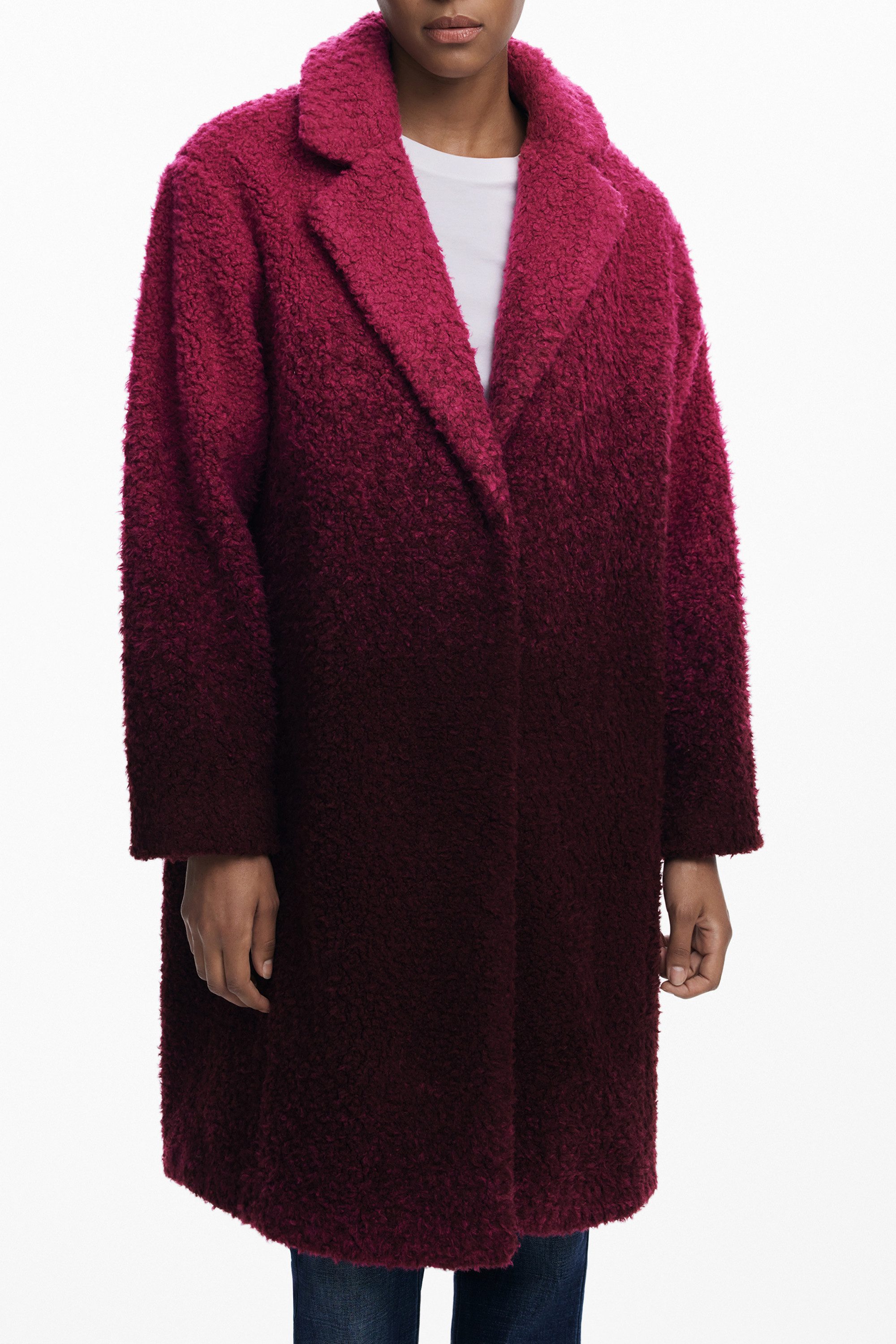 Desigual Outdoorjacke Rosa Damenmantel mit Kontrastdetails und Druckknöpfen – Langärmeli