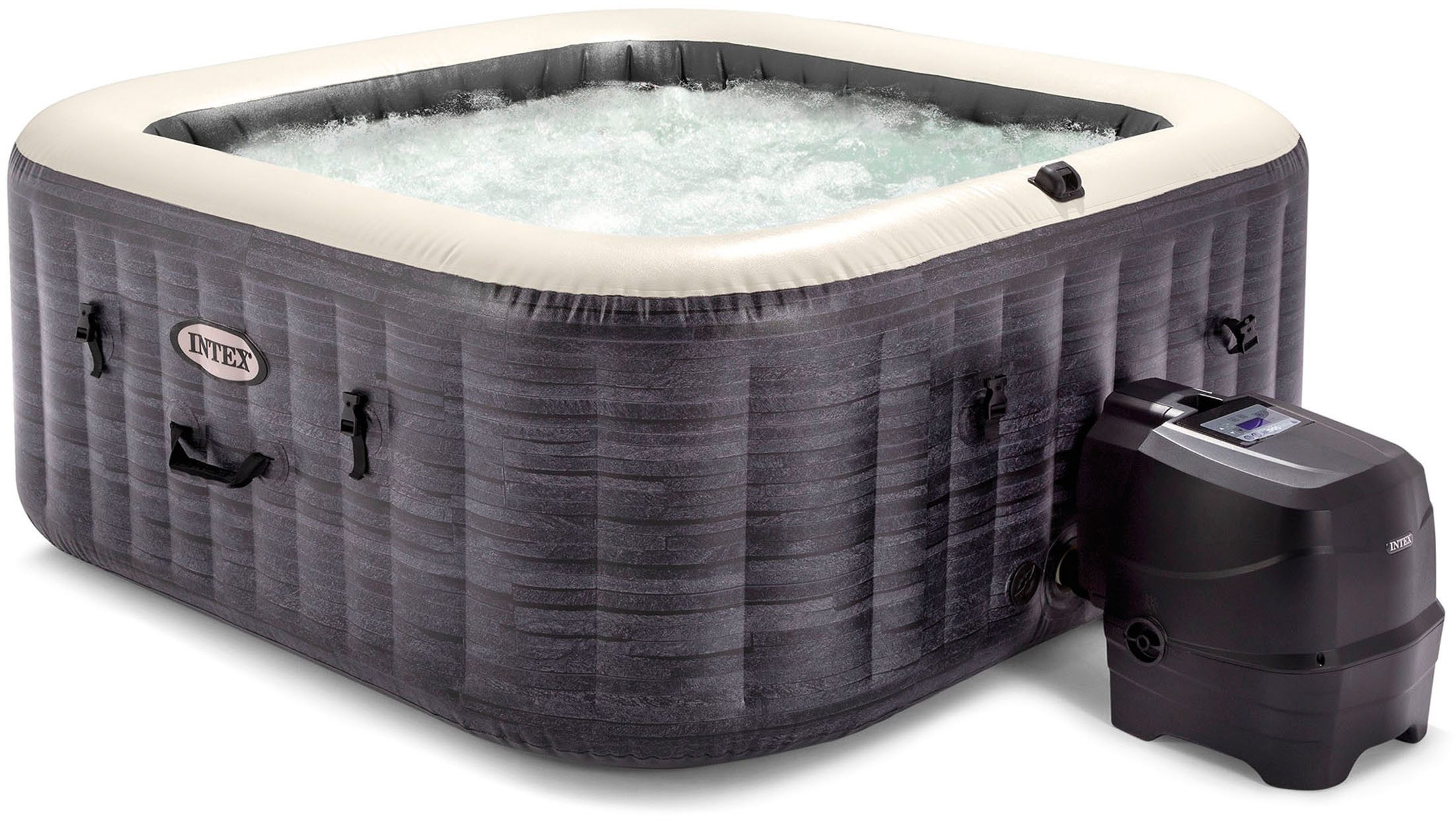 Intex Whirlpool »PureSpa Greystone Deluxe 4P«, aufblasbares Aufstellbecken, grau, in verschiedenen Größen