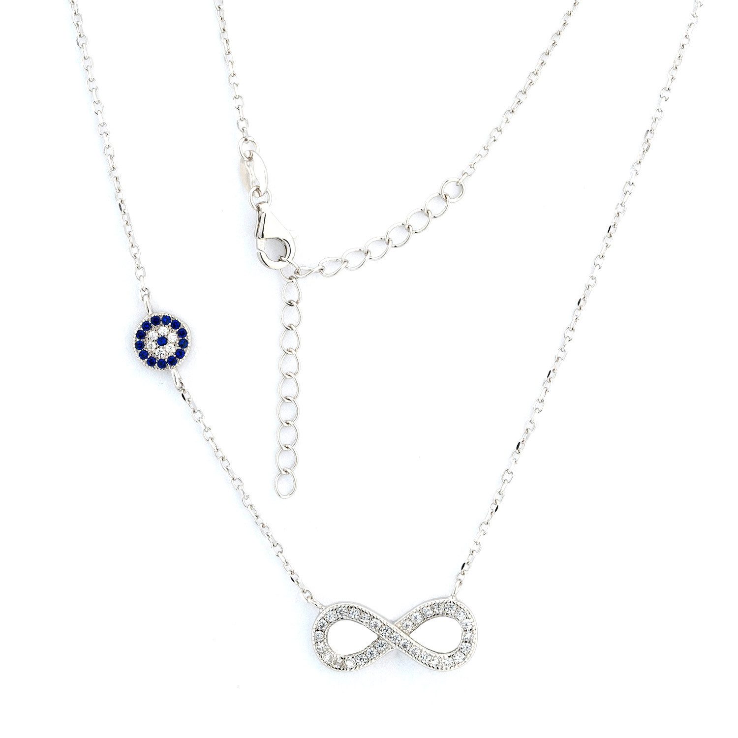 Golders Silberkette Damen Collier 925 Sterlingsilber (mit Unendlichkeitszeichen und Blume aus Zirkonia, 1-tlg., Karabinerverschluss), Elegante Halskette 40cm+5cm Kettenlänge Perfektes Schmuck Geschenk