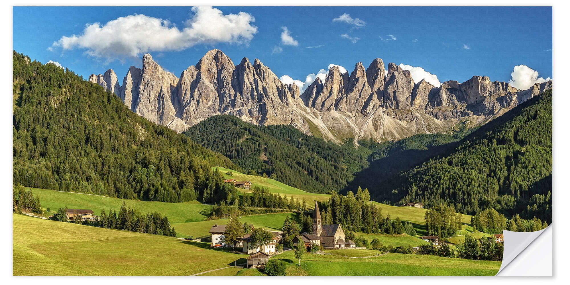 Posterlounge Wandfolie Achim Thomae, Villnösstal mit Blick auf die Geislerspitzen – Dolomiten, Südtirol, Fotografie