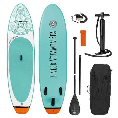EASYmaxx Inflatable SUP-Board Stand Up Paddle Board - komplett Set, 300 cm, 110kg, inkl. Paddle und Zubehör