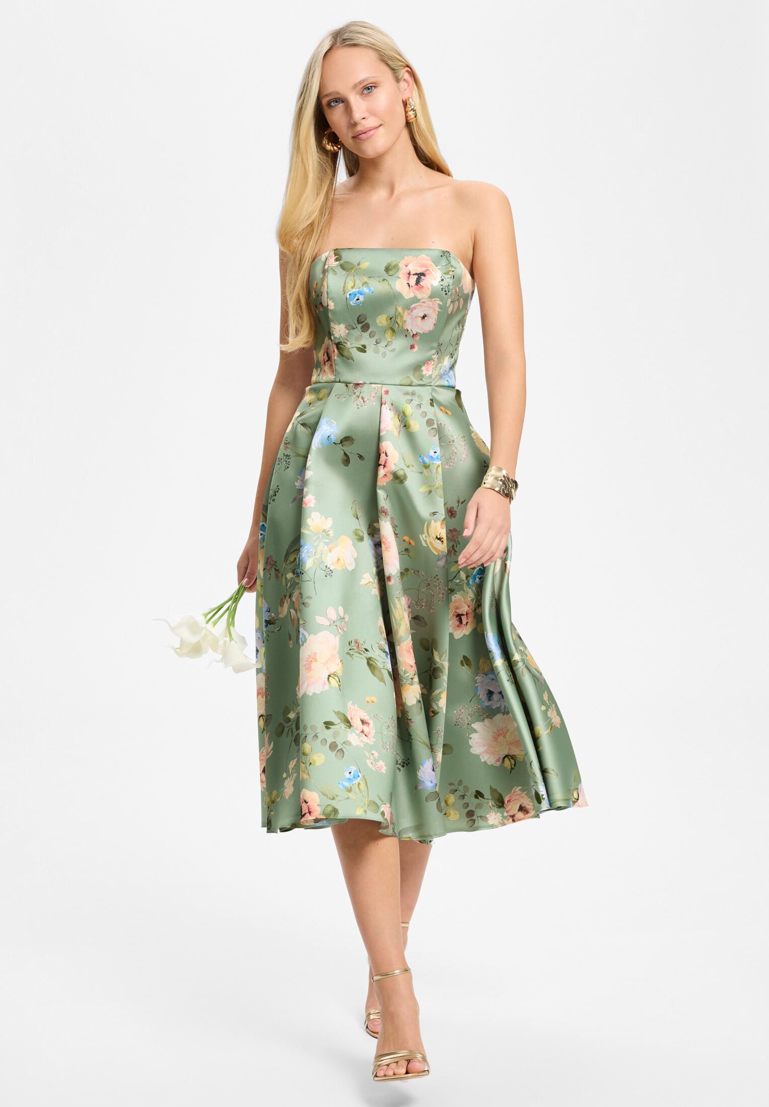 SWING Cocktailkleid - Cocktailkleid aus Twill mit Korsage Oberteil Taillierter Schnitt mit ausgestelltem Rockteil